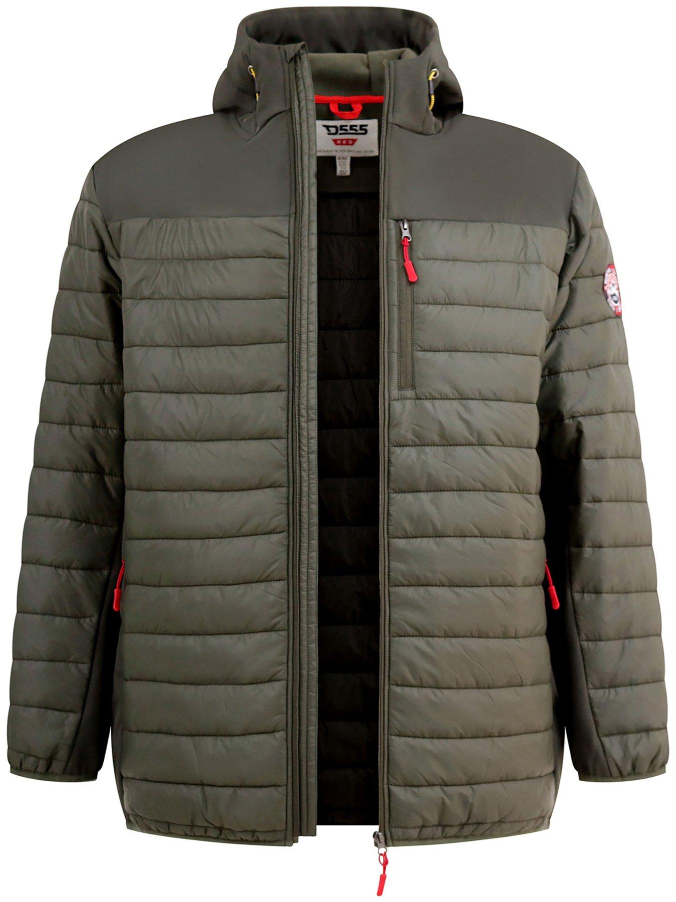 D555 Hybrid Soft Shell Quilted Hooded Jacket With Padded Panels With ...