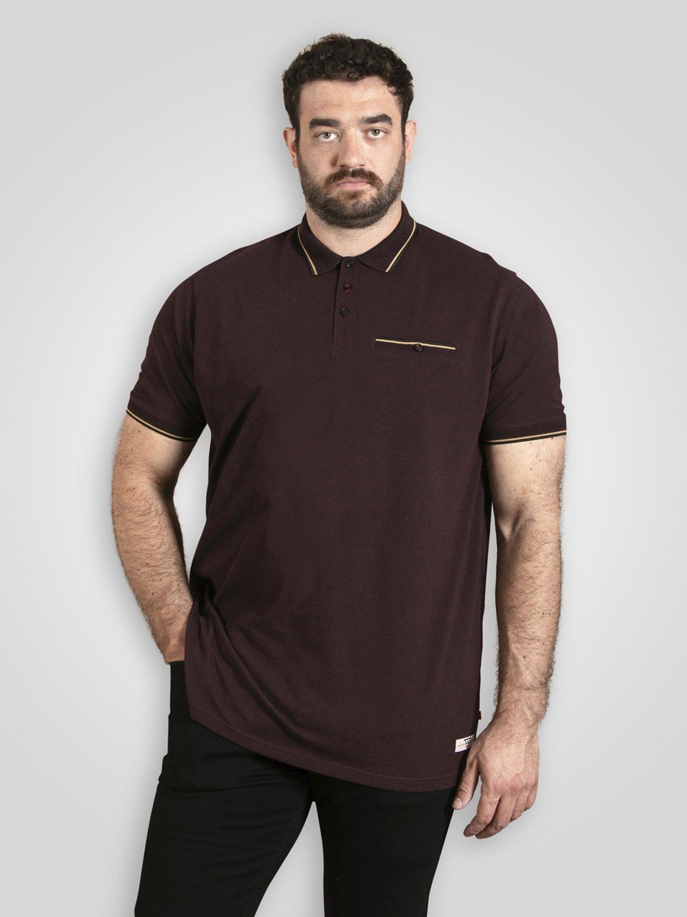 D555 Pique Polo Shirt With Jacquard Collar And Cuffs With Chest Pocket - Brown