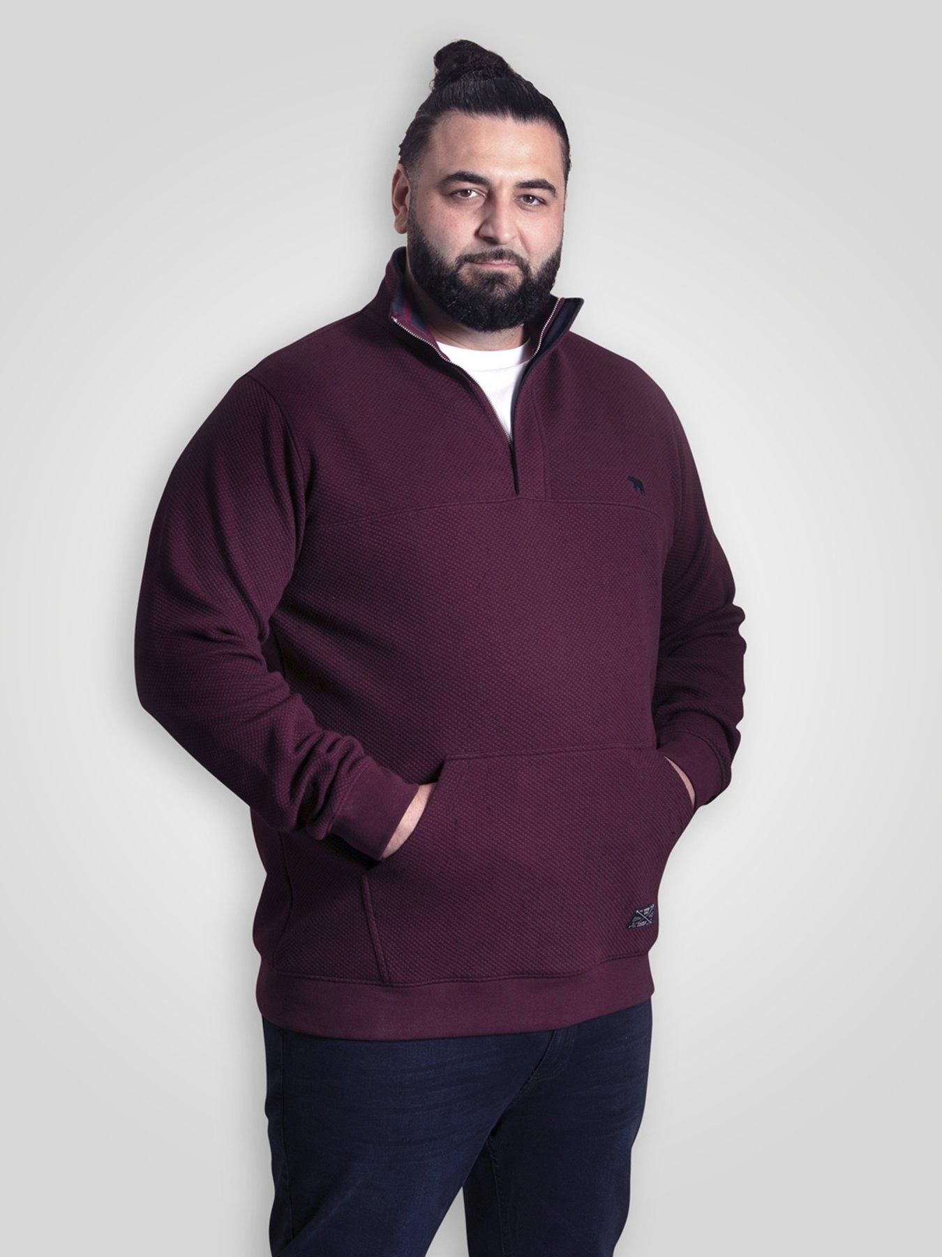 D555 Quarter Zip Neck Sweatshirt, Red, Size 5Xl, Men