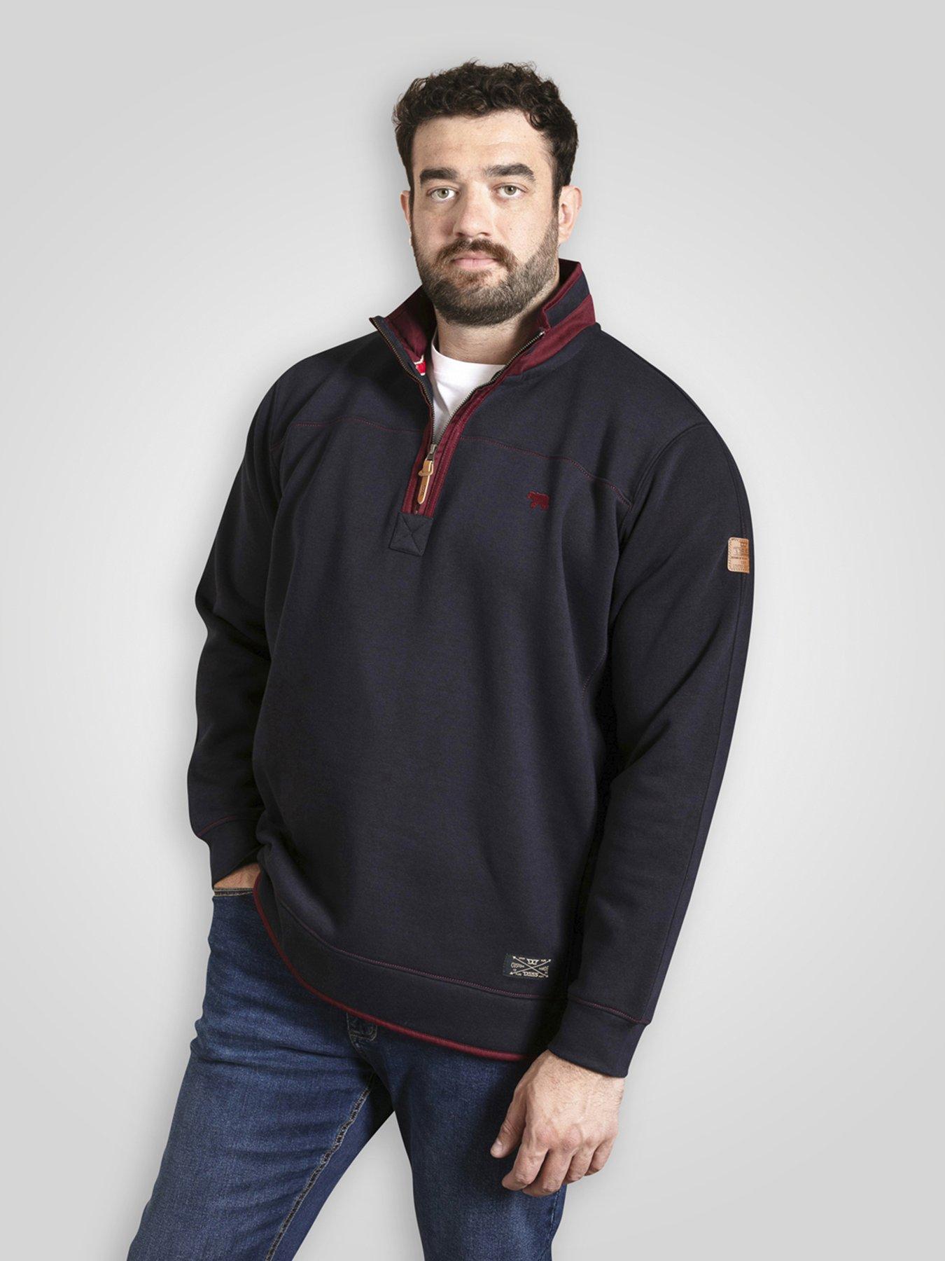 D555 Quarter Zip Fleece Sweatshirt With Chest Embroidery, Navy, Size 5Xl, Men