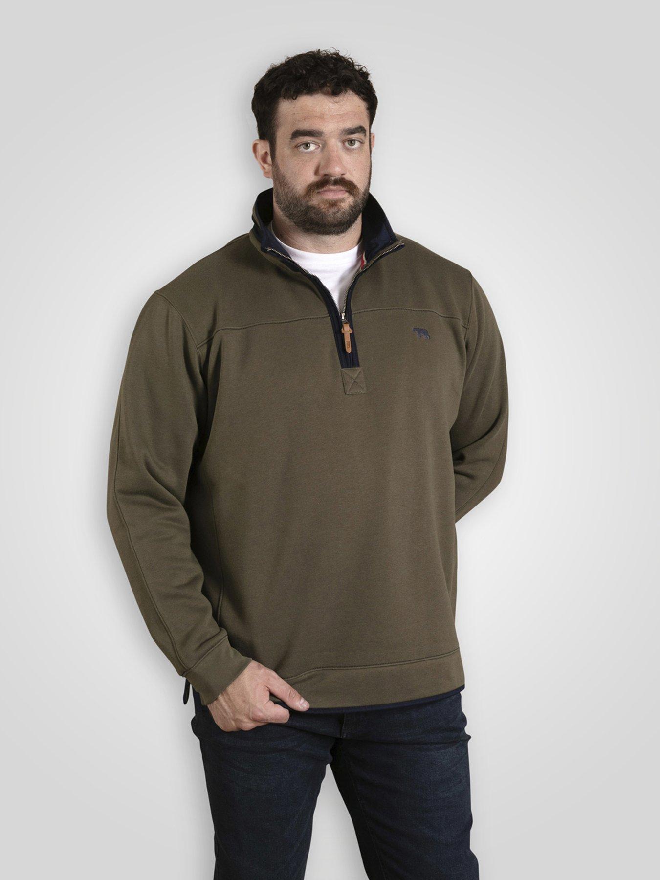 D555 Quarter Zip Neck Fleece Sweatshirt With Chest Embroidery, Green, Size 5Xl, Men