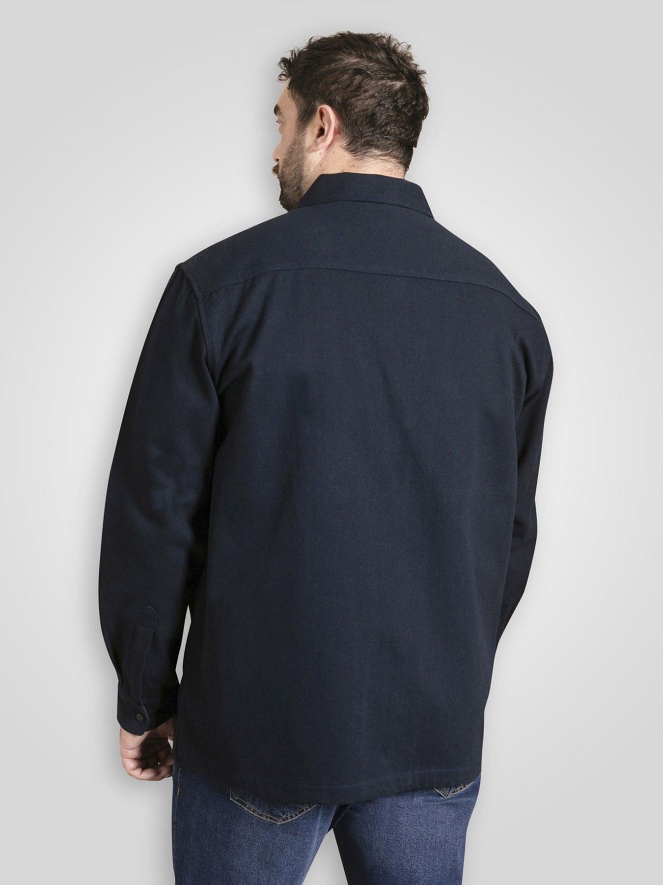 Image 2 of 6 of D555 Long Sleeve Heavy Shacket Overshirt With Two Chest Patch Pockets - Navy