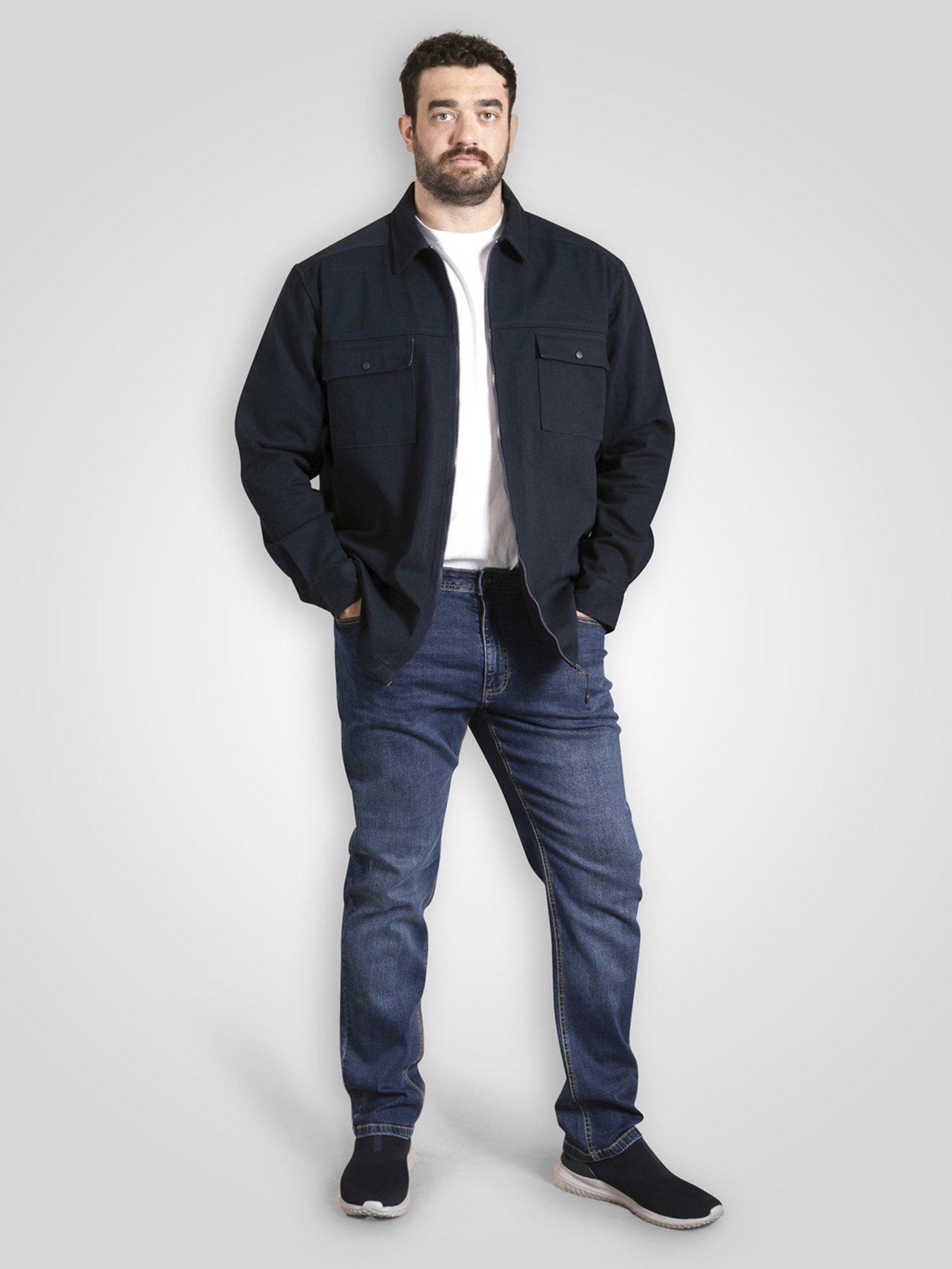 Image 3 of 6 of D555 Long Sleeve Heavy Shacket Overshirt With Two Chest Patch Pockets - Navy
