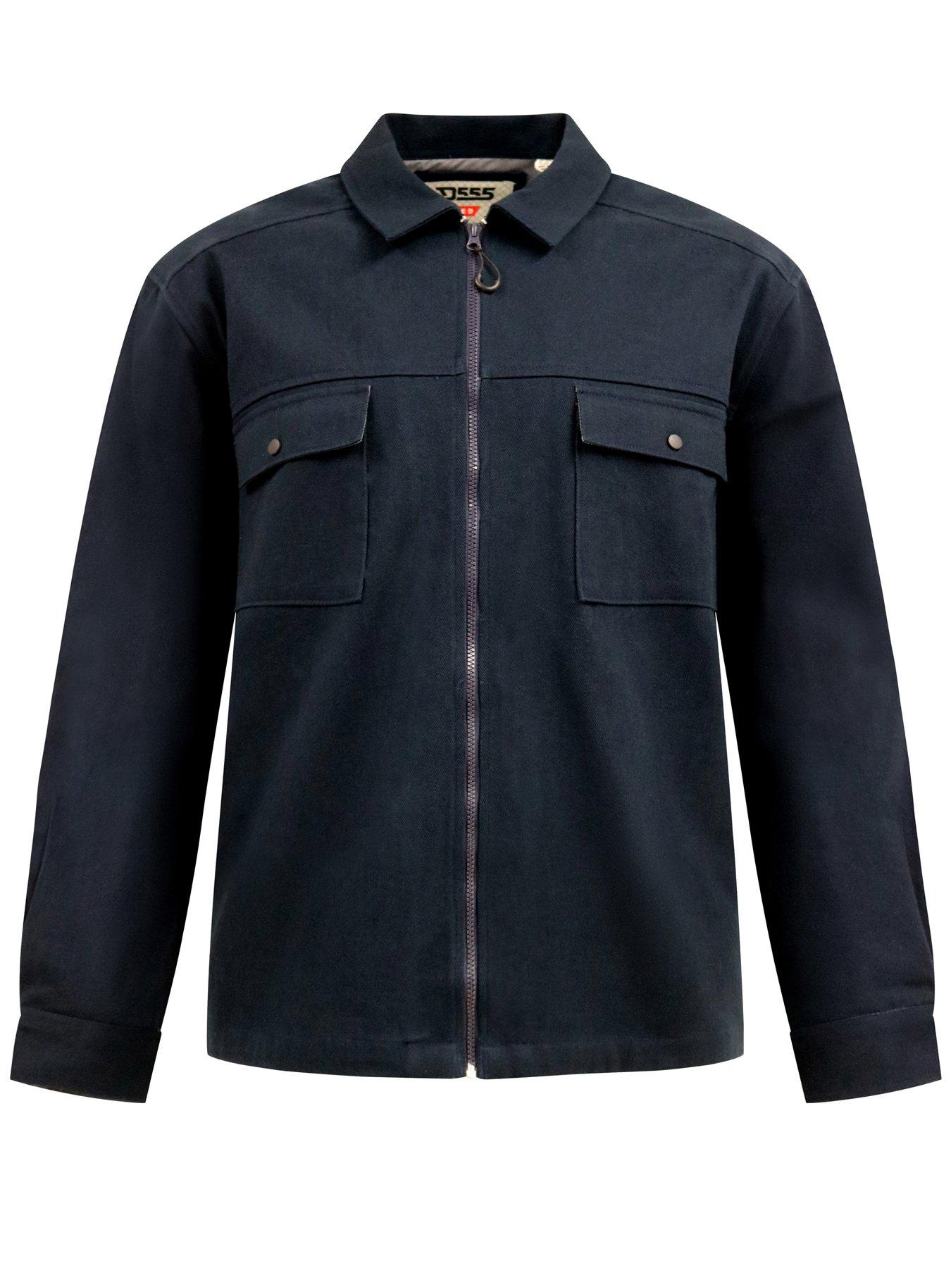 Image 6 of 6 of D555 Long Sleeve Heavy Shacket Overshirt With Two Chest Patch Pockets - Navy