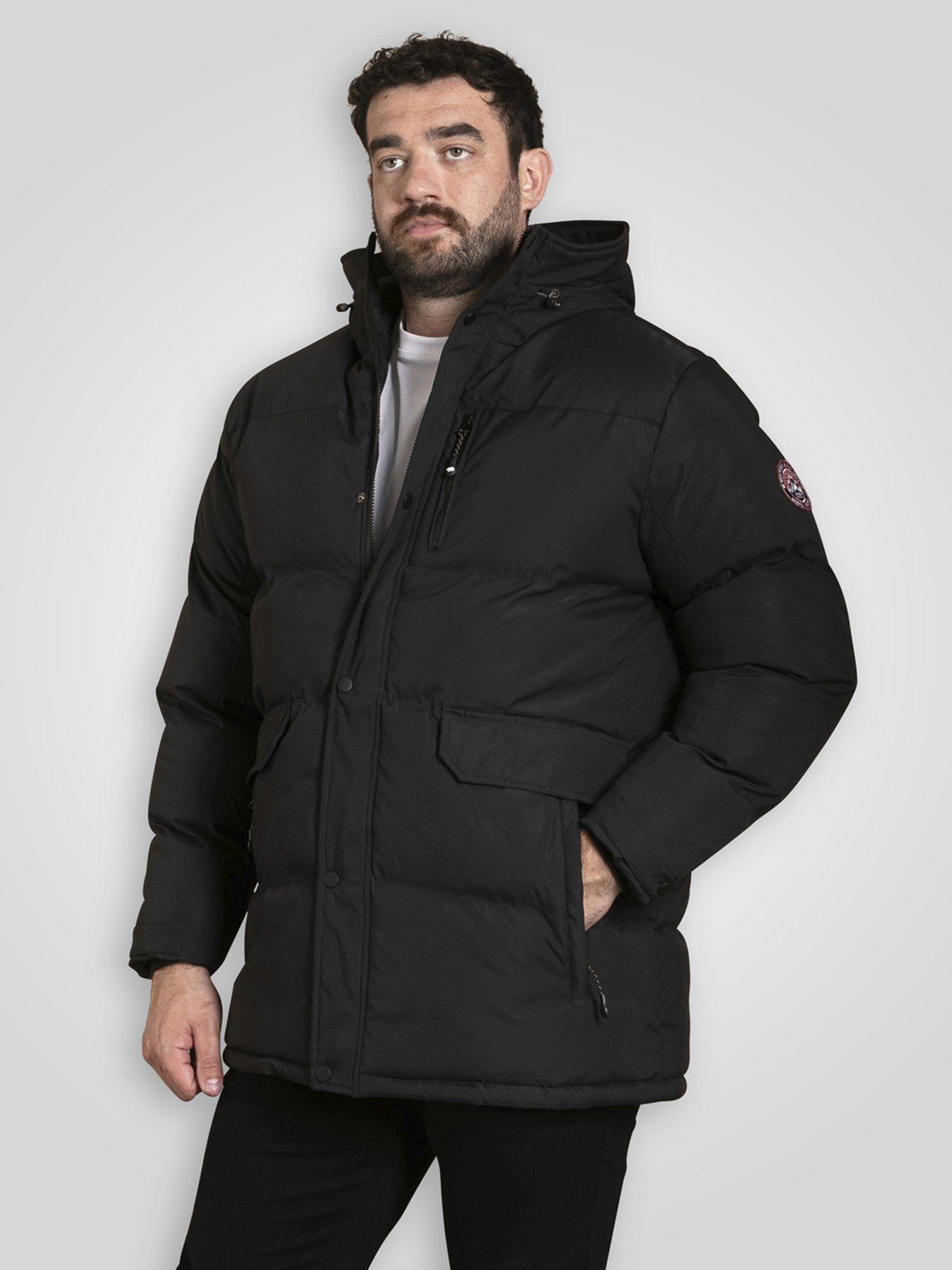 D555 Quilted Padded Jacket With Hood - Black