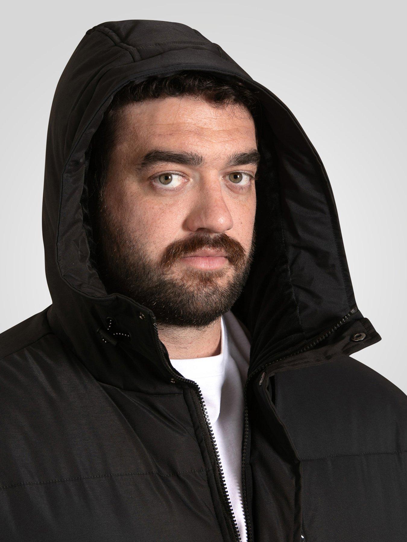 D555 Quilted Padded Jacket With Hood - Black | Very