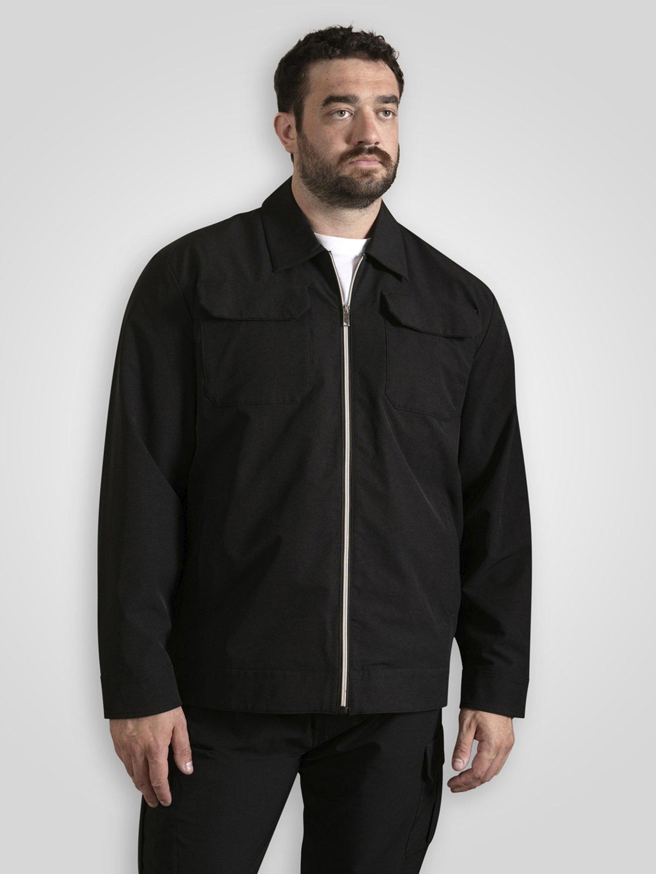 D555 Couture Stretch Zip Through Jacket, Black, Size 5Xl, Men