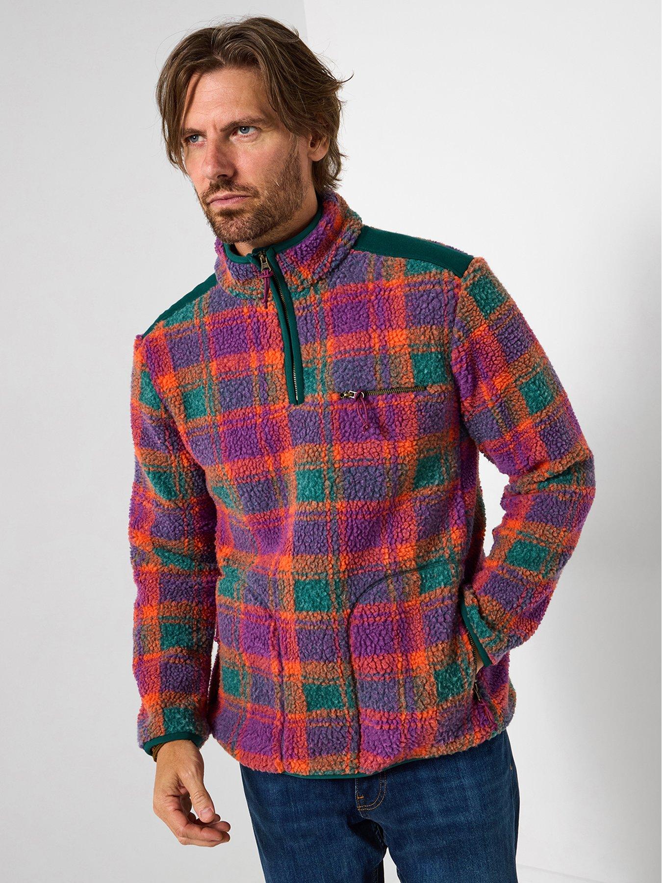 Joe Browns Brilliant Borg Check Funnel 1/4 Zip Sweat - Multi