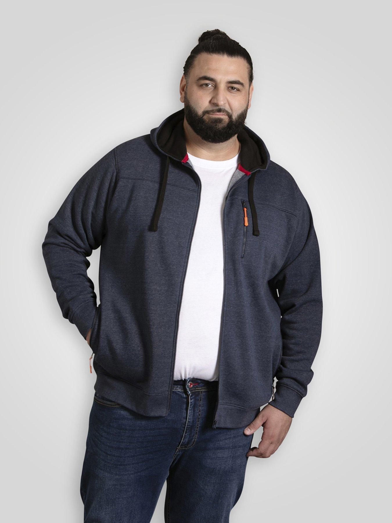 D555 Full Zip Hoodie In Marl Sweater Fleece, Navy, Size 6Xl, Men
