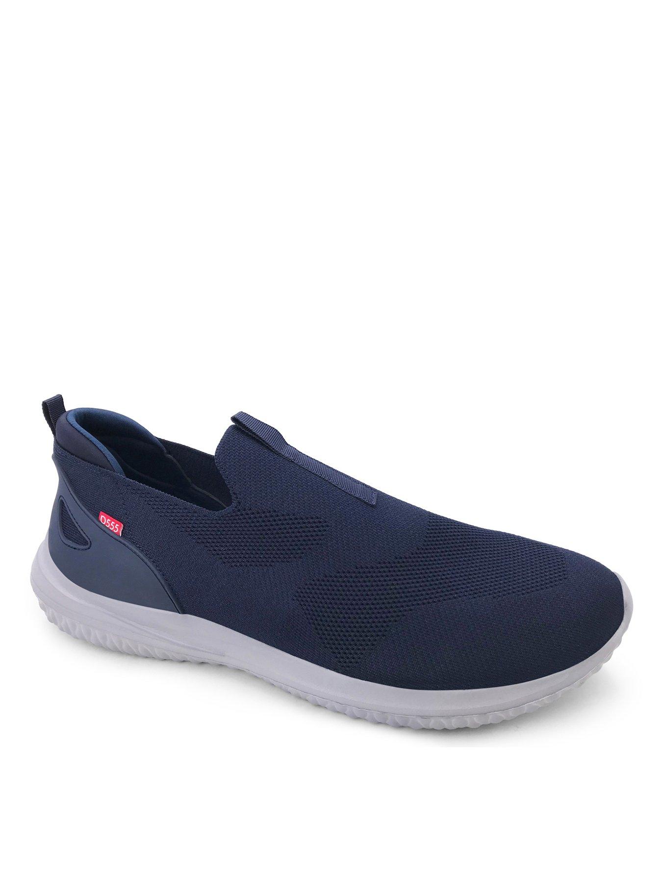 D555 Kingsize Hands Free Casual Slip-On Shoes With Knitted Top - Navy