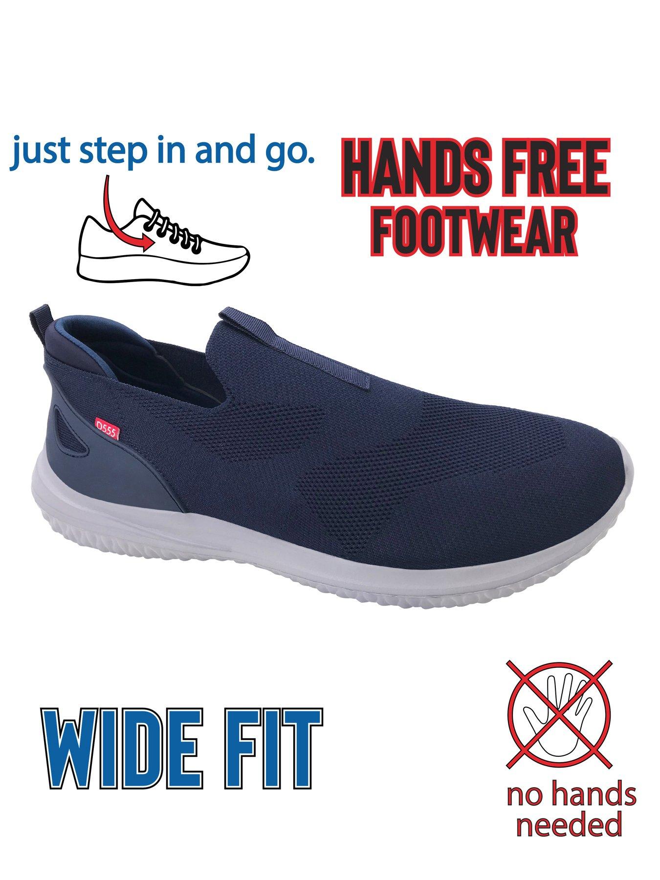 Image 2 of 2 of D555 Kingsize Hands Free Casual Slip-On Shoes With Knitted Top - Navy