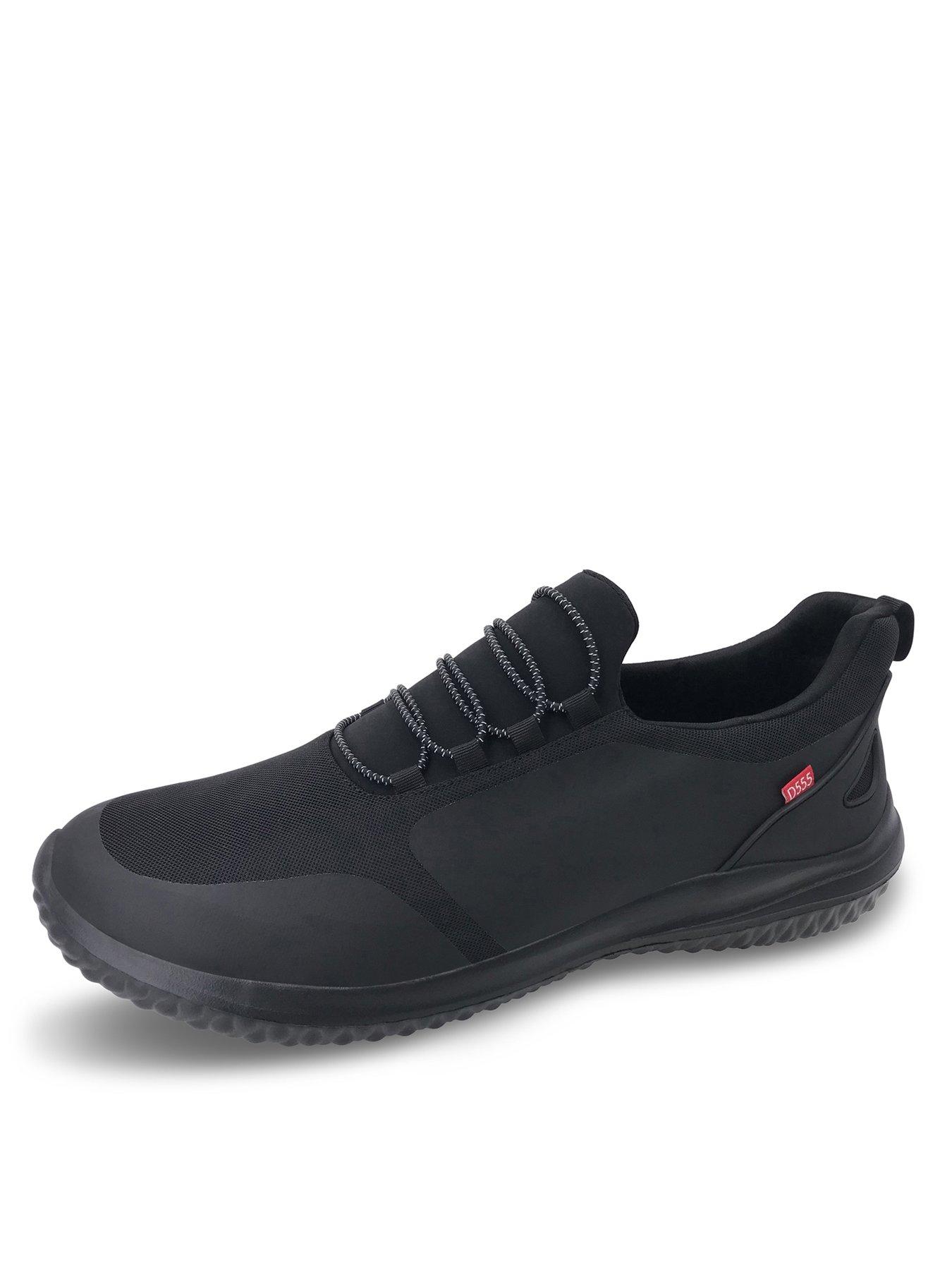 D555 Kingsize Hands Free Casual Slip-On Shoes With Pu Faux Laces - Black