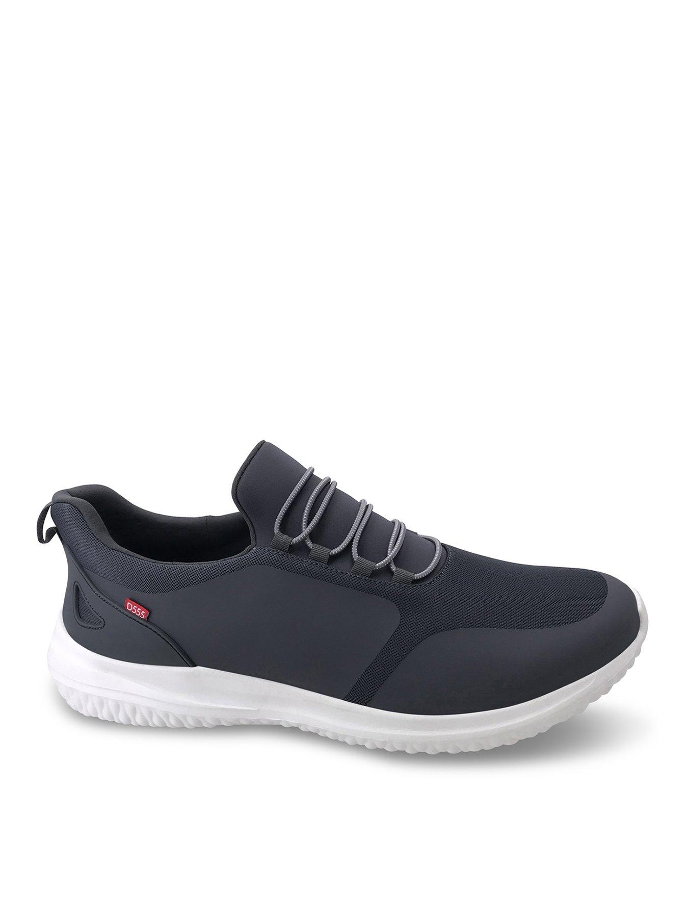 D555 Kingsize Hands Free Casual Slip-On Shoes With Pu Faux Laces - Grey