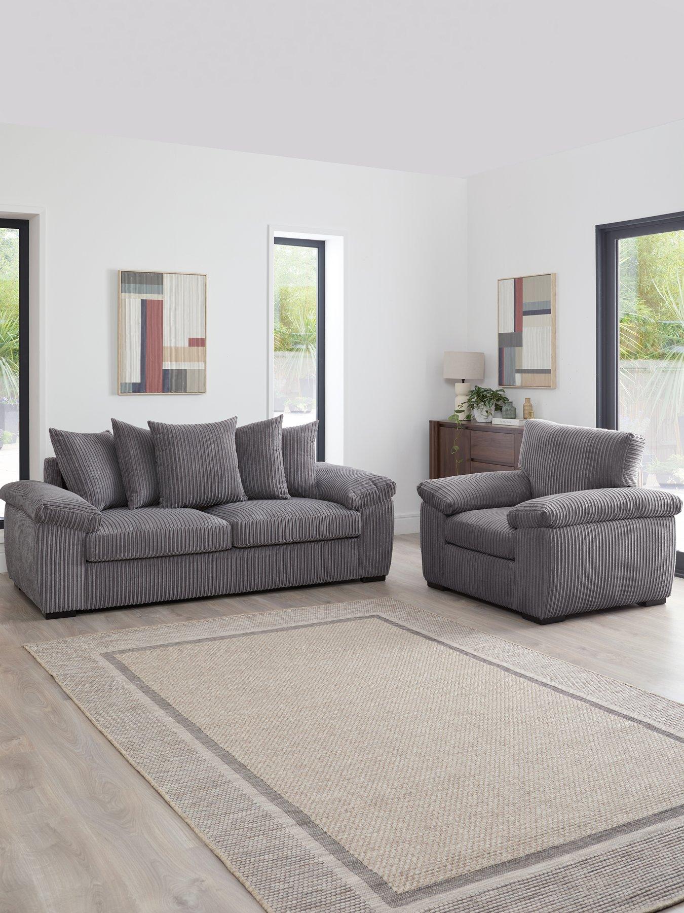 The Very Collection Amalfi Scatter Back 3 Seater Sofa + Armchair - Charcoal - (Buy  &  SAVE!)