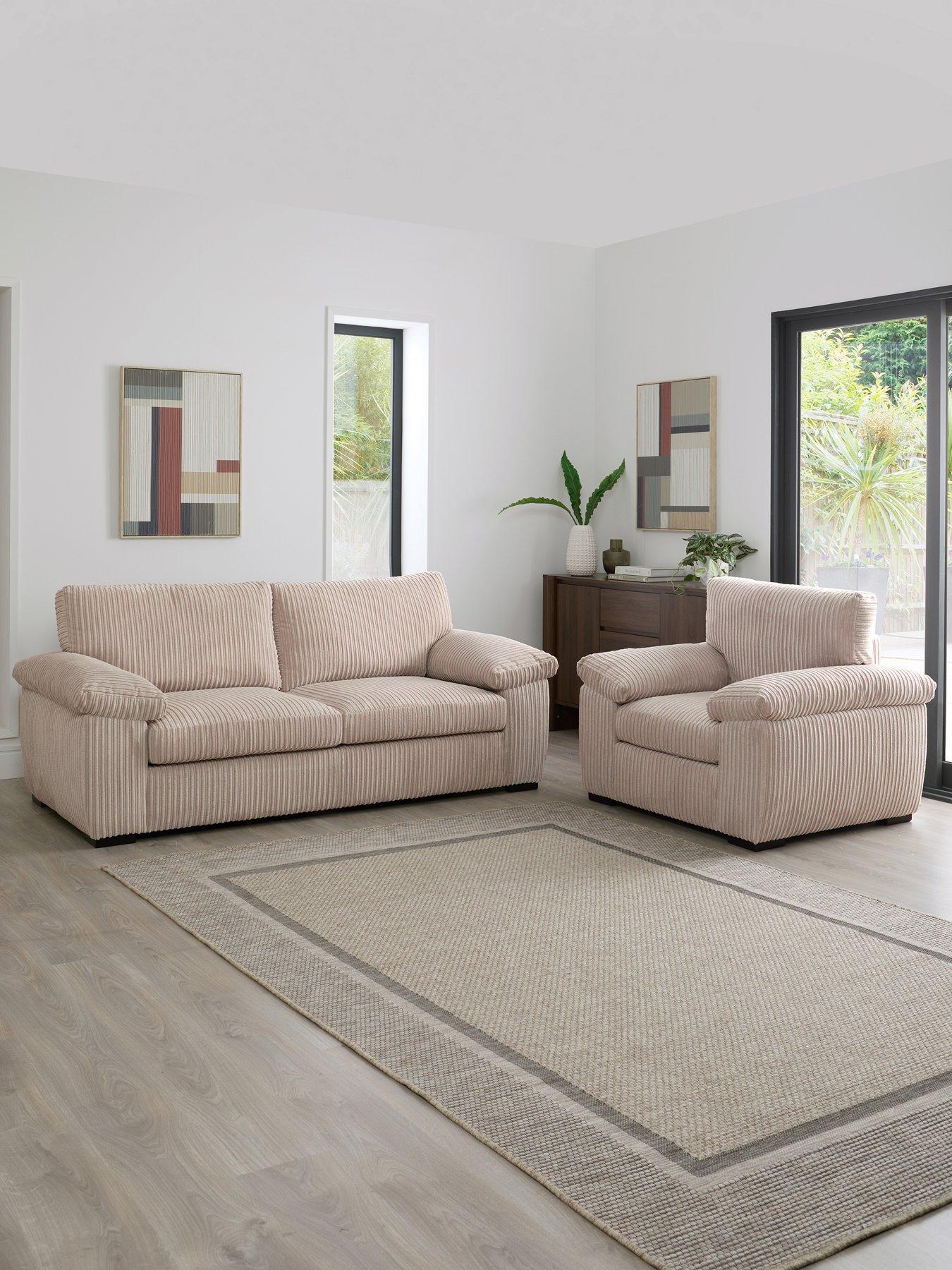 The Very Collection Amalfi Standard Back 3 Seater Sofa and Armchair Set (Buy  &  SAVE!) - Cream - FSC® Certified