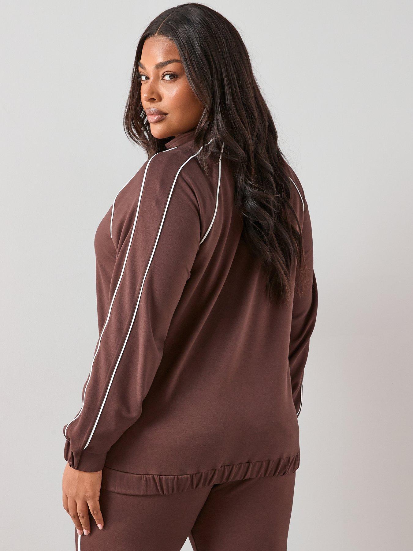 Image 2 of 7 of The Very Collection Curve Piping Detail Zip Through Sweat Co-rd