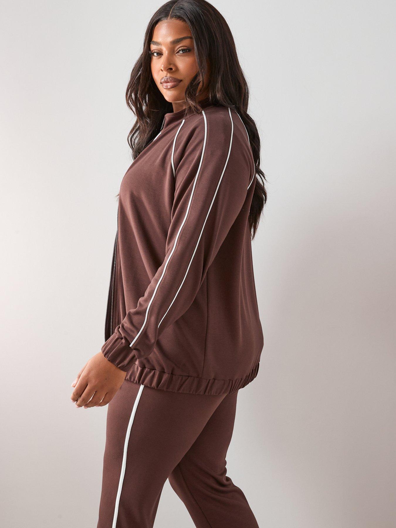 Image 4 of 7 of The Very Collection Curve Piping Detail Zip Through Sweat Co-rd