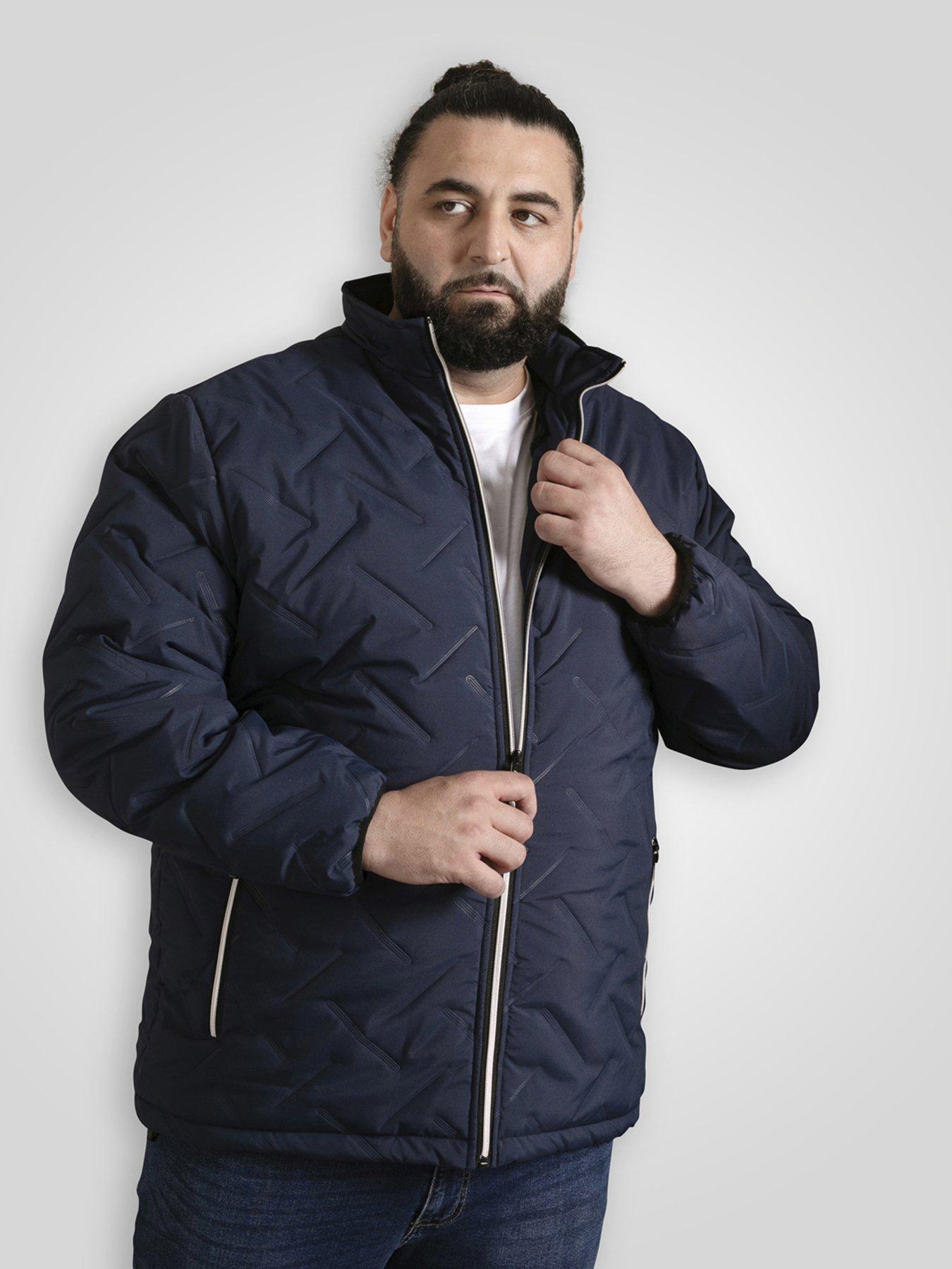 D555 Puffer Jacket With Decorative Quilting With Sherpa Lining, Navy, Size 2Xl, Men