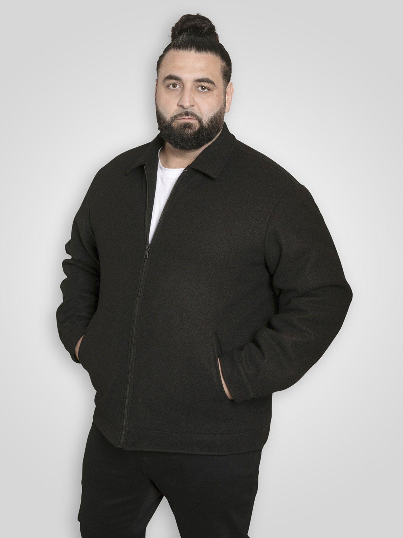 D555 Zip Through Collared Melton Harrington Jacket - Black