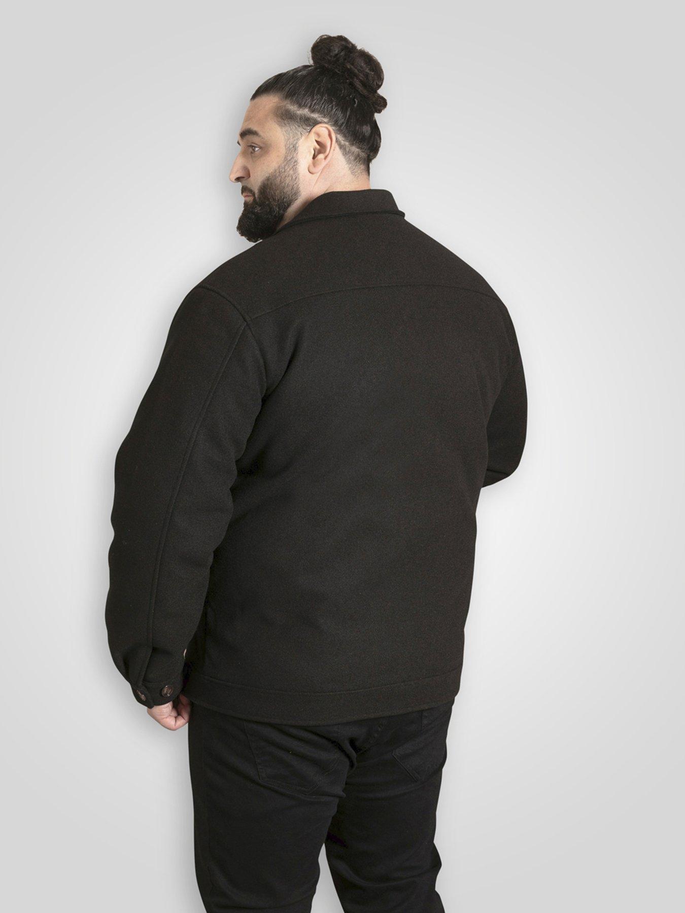 Image 2 of 6 of D555 Zip Through Collared Melton Harrington Jacket - Black