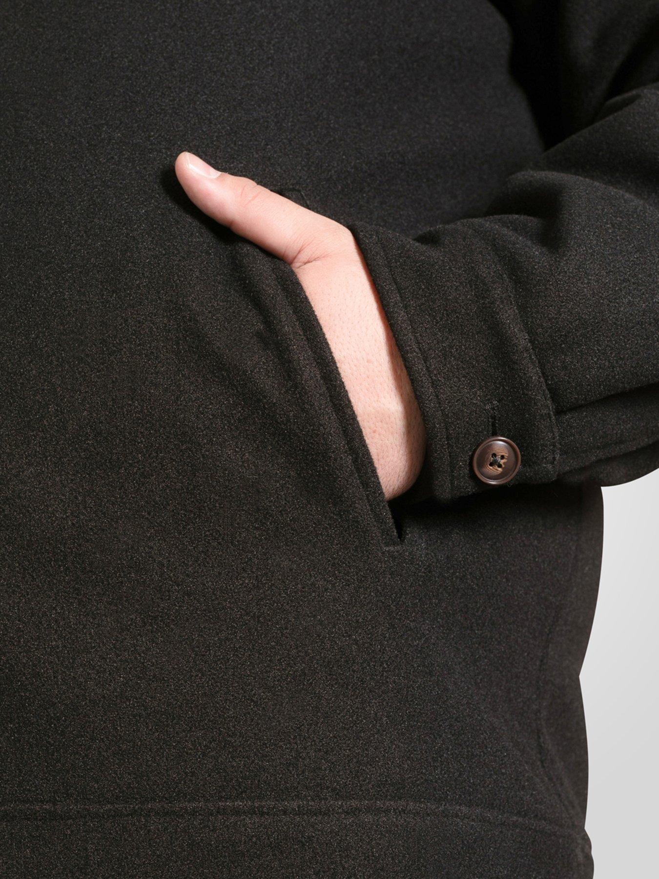 Image 4 of 6 of D555 Zip Through Collared Melton Harrington Jacket - Black