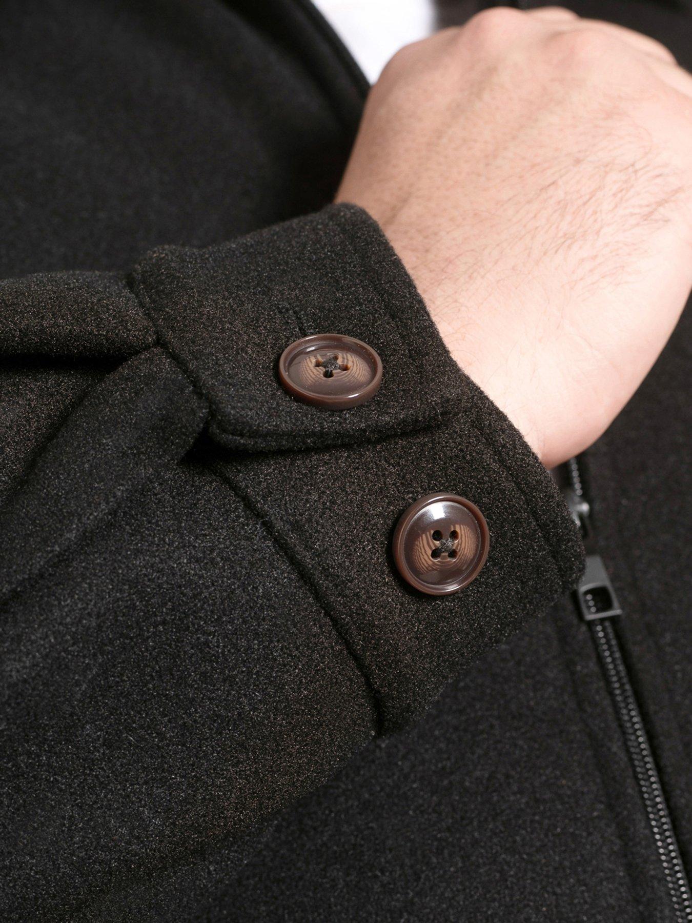 Image 5 of 6 of D555 Zip Through Collared Melton Harrington Jacket - Black