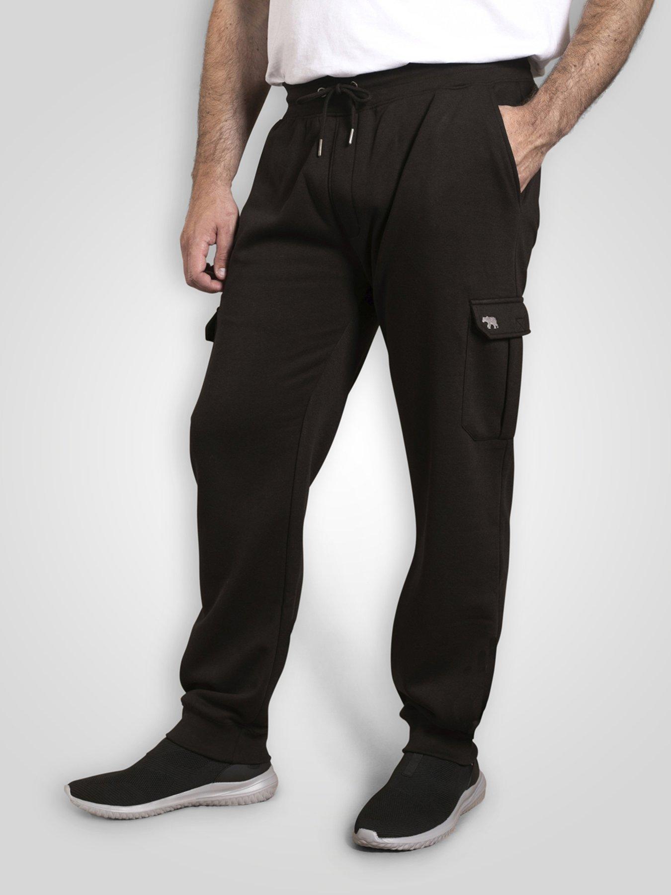 D555 D555 Black Cargo Pocket Joggers With Ribbed Cuffs