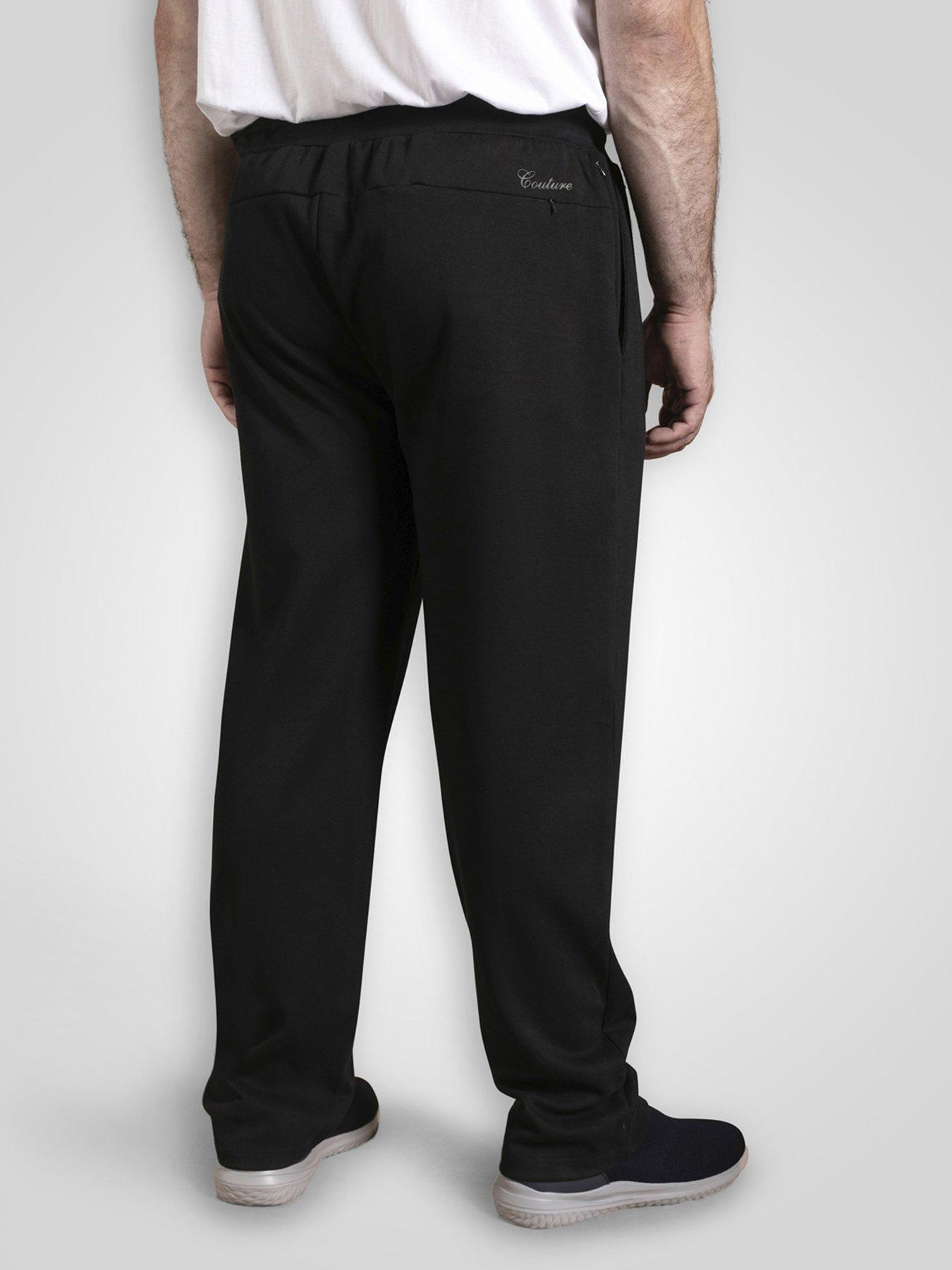 Image 2 of 5 of D555 Couture Open Hem Joggers With Pin Tuck Front - Navy