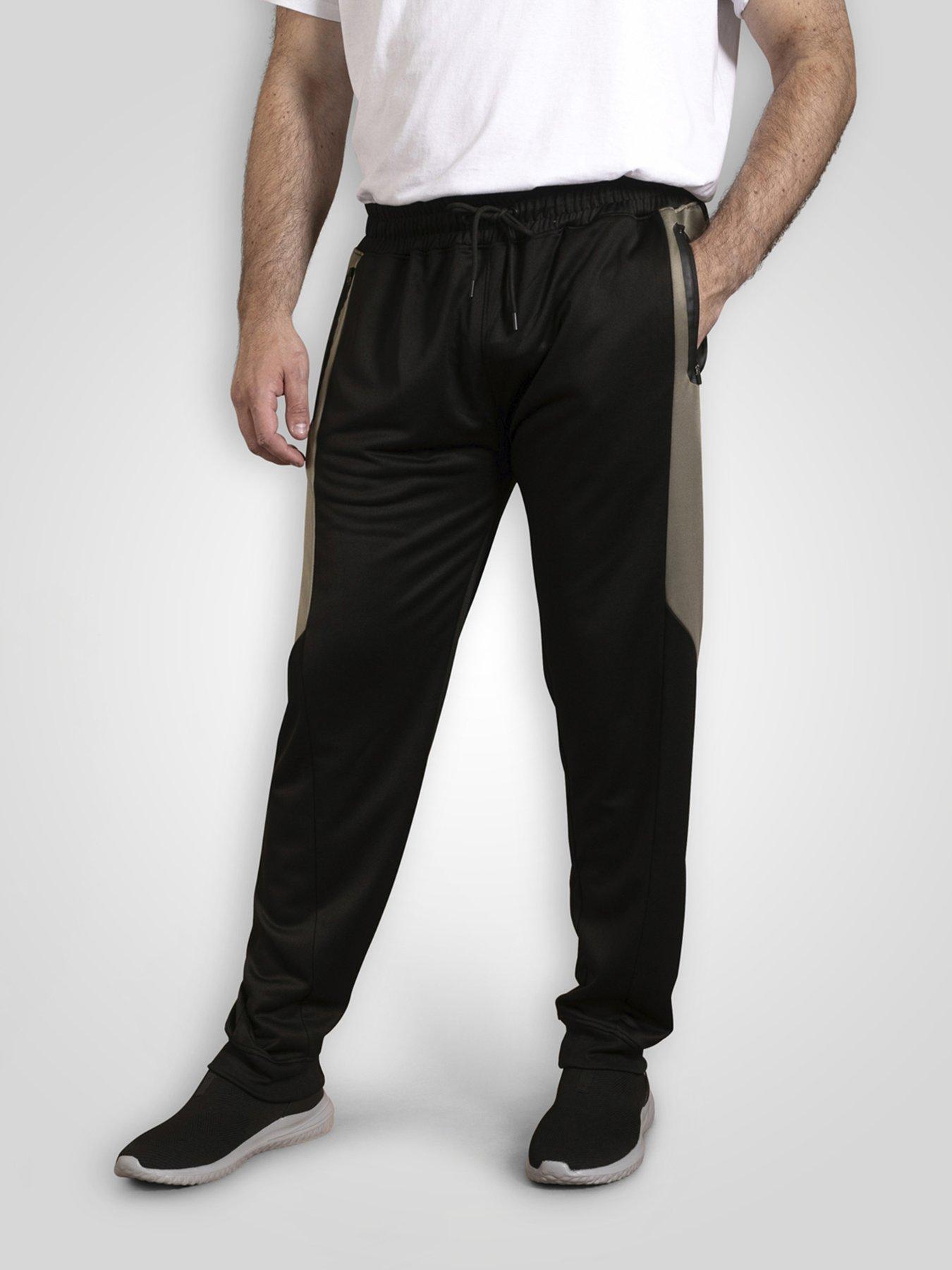 D555 Dry Wear Elasticated Joggers With Contrast Colour Panels - Black
