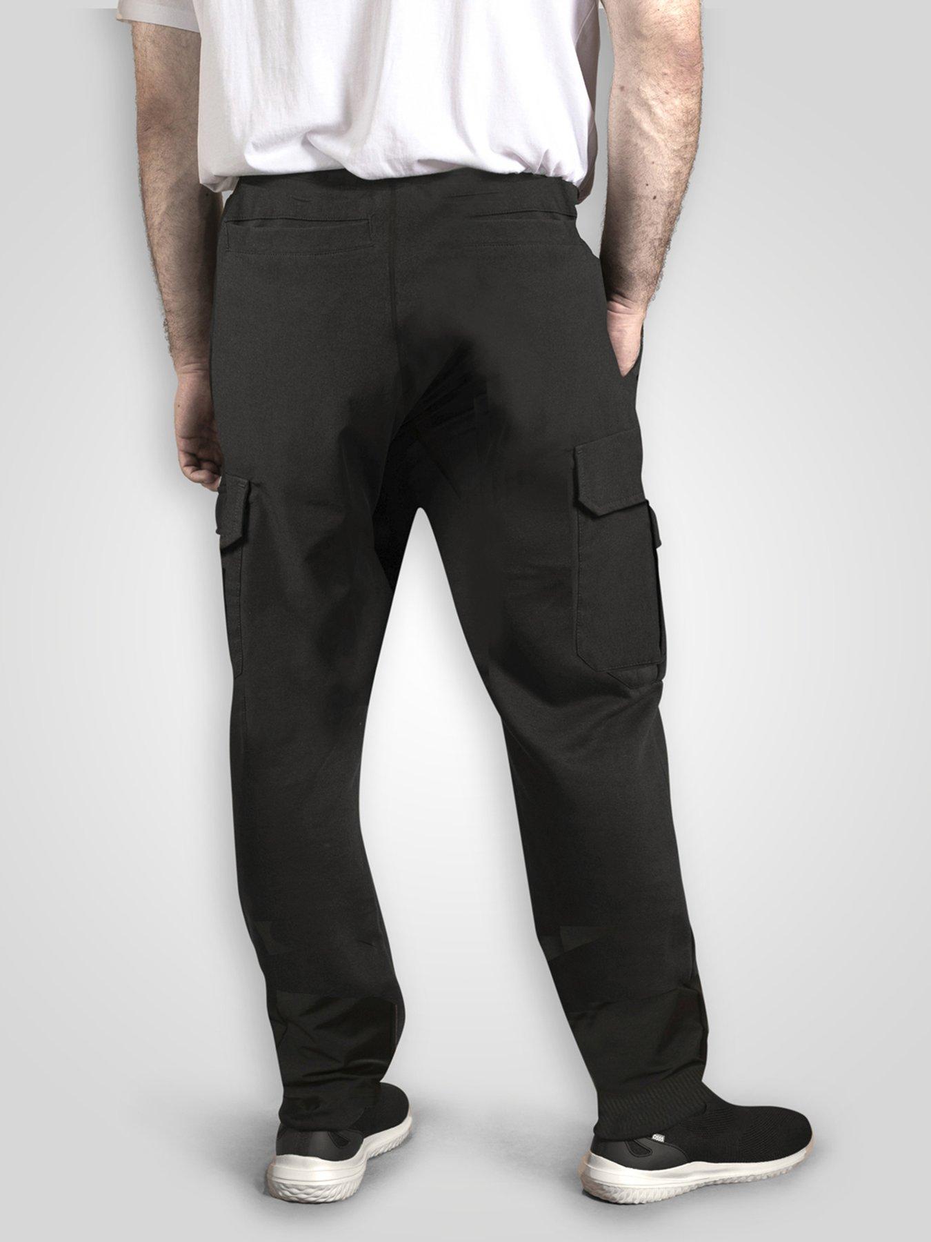 Image 2 of 6 of D555 Couture Stretch Open Hem Joggers With Elasticated Waistband And Cargo Pockets - Black