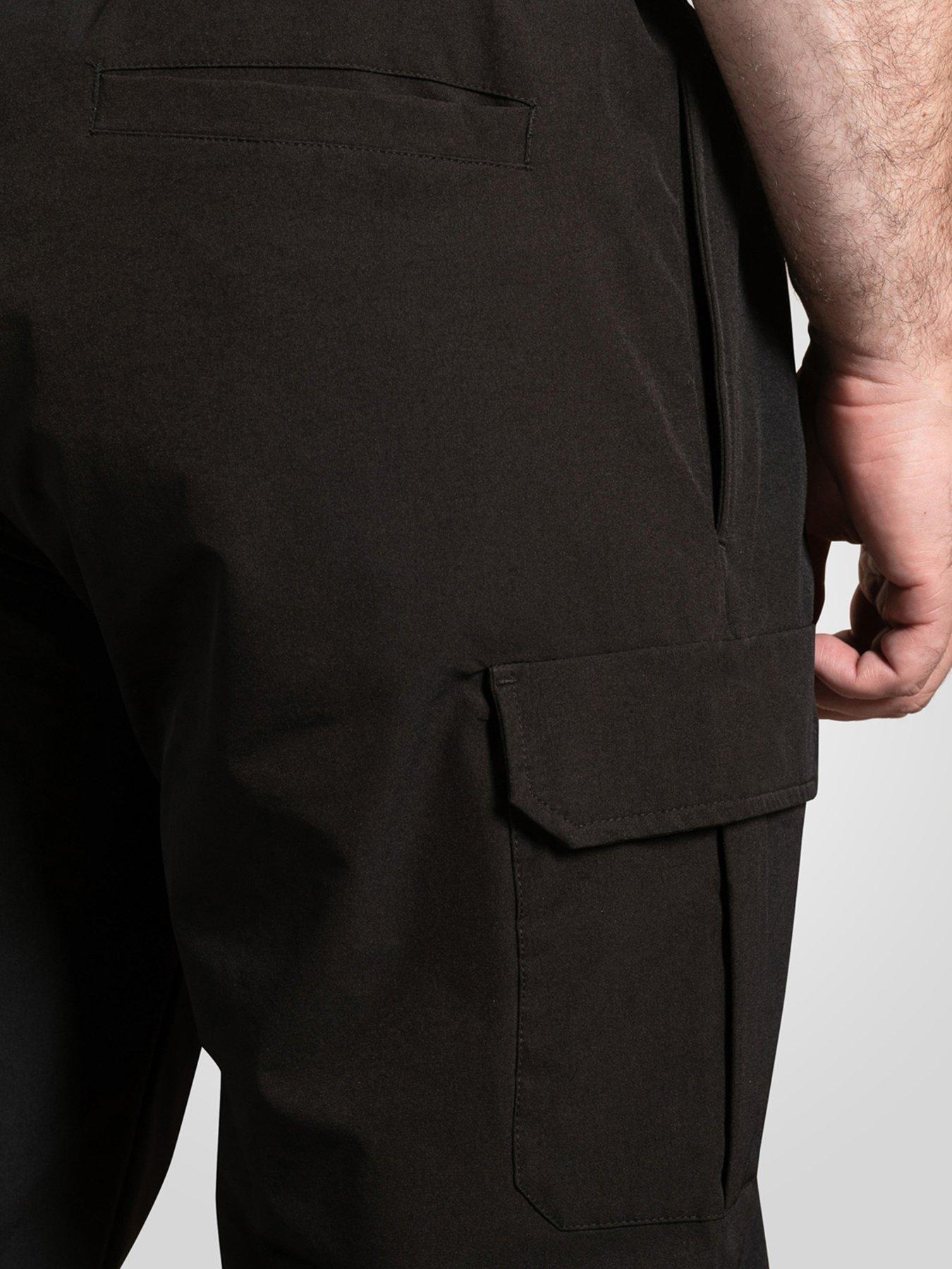 Image 3 of 6 of D555 Couture Stretch Open Hem Joggers With Elasticated Waistband And Cargo Pockets - Black
