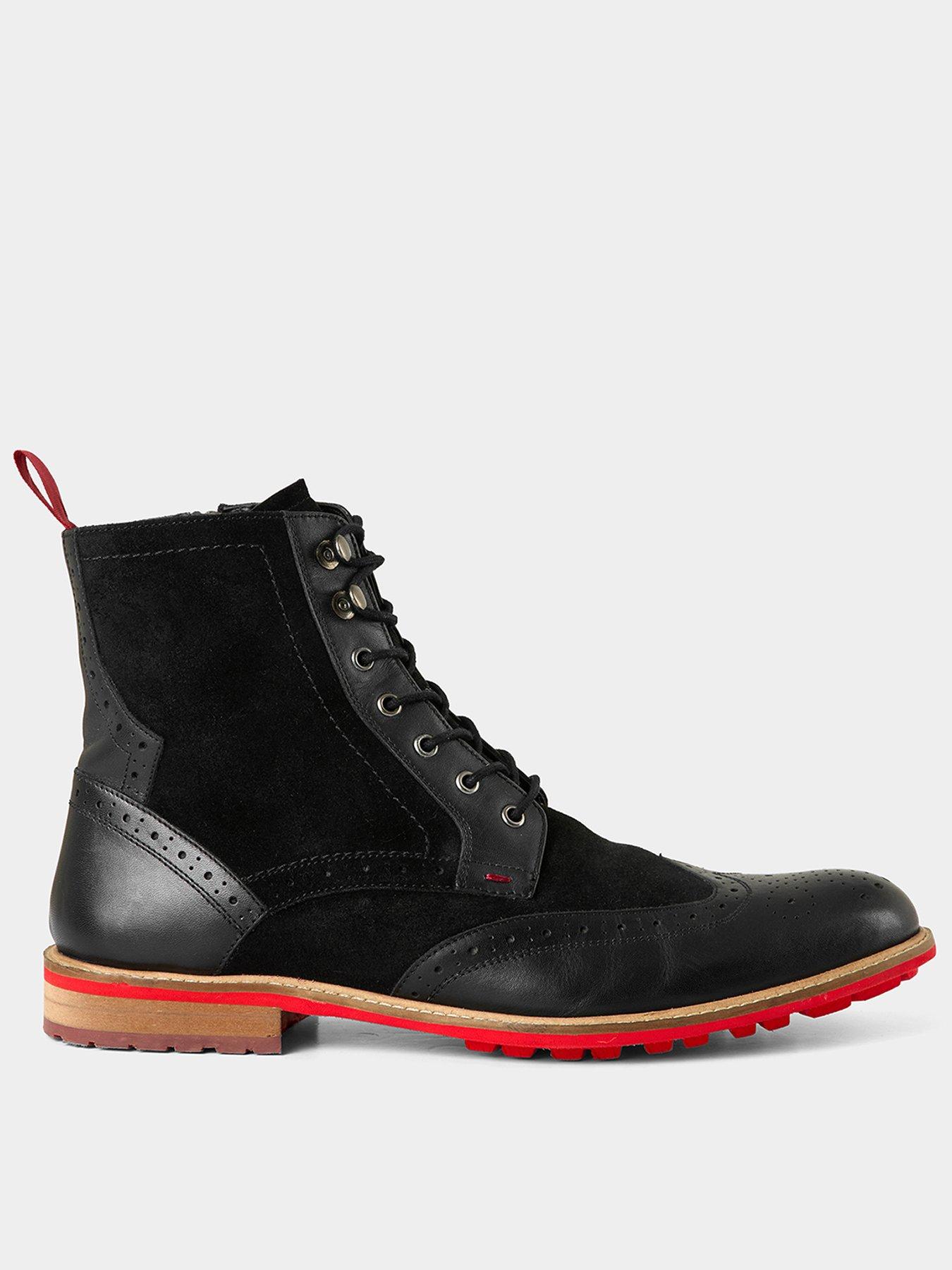 Joe Browns Quebec Red Flash Leather Lace Up Boots