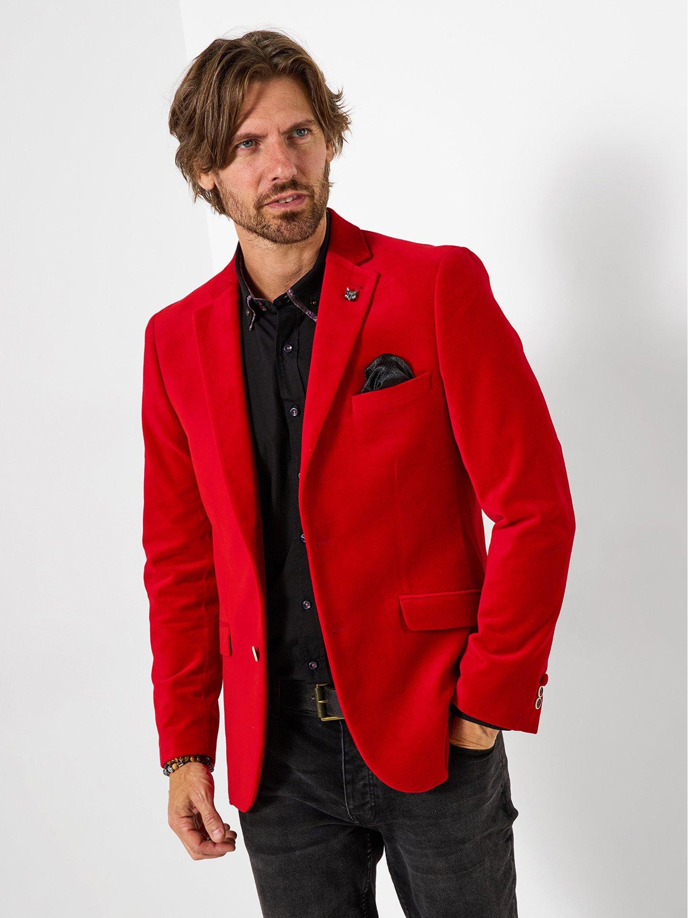Image 5 of 7 of Joe Browns Step Out In Style Velvet Blazer - Red