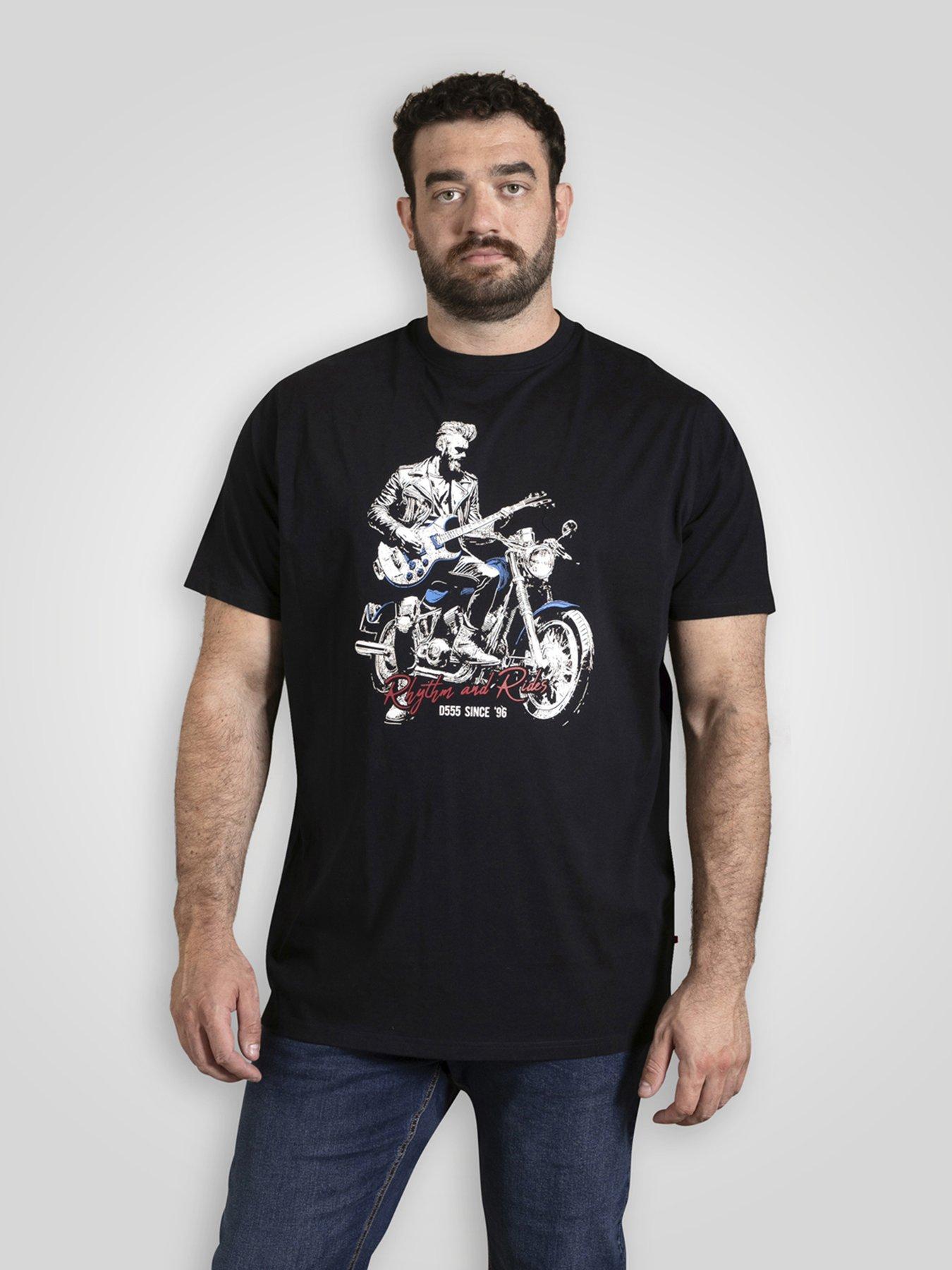 D555 Rhythm And Rides Motorbike Printed Crew Neck T-Shirt - Navy