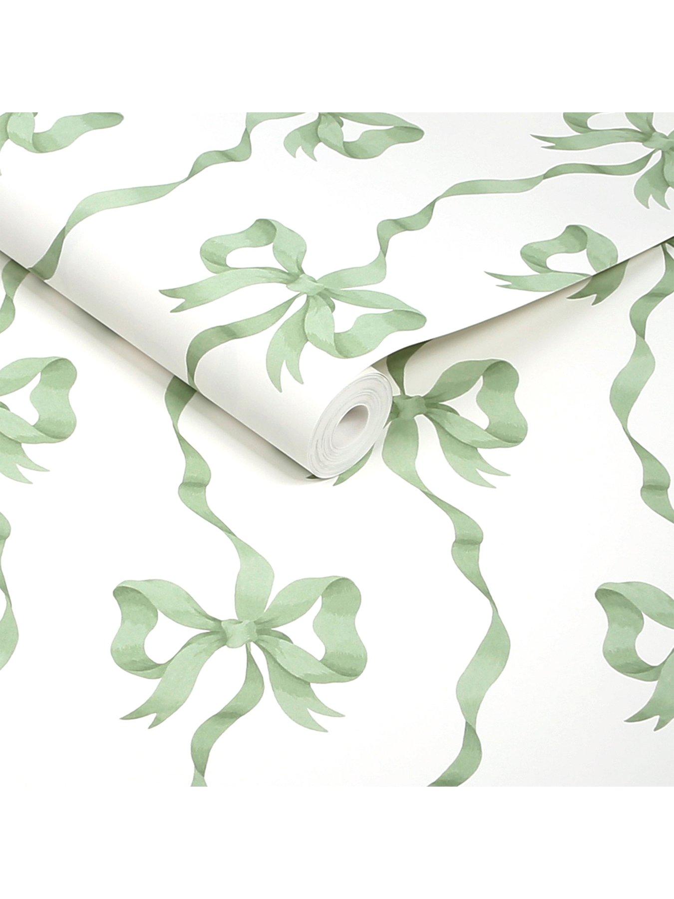Image 2 of 3 of Cath Kidston Ribbon Bow Sage Wallpaper