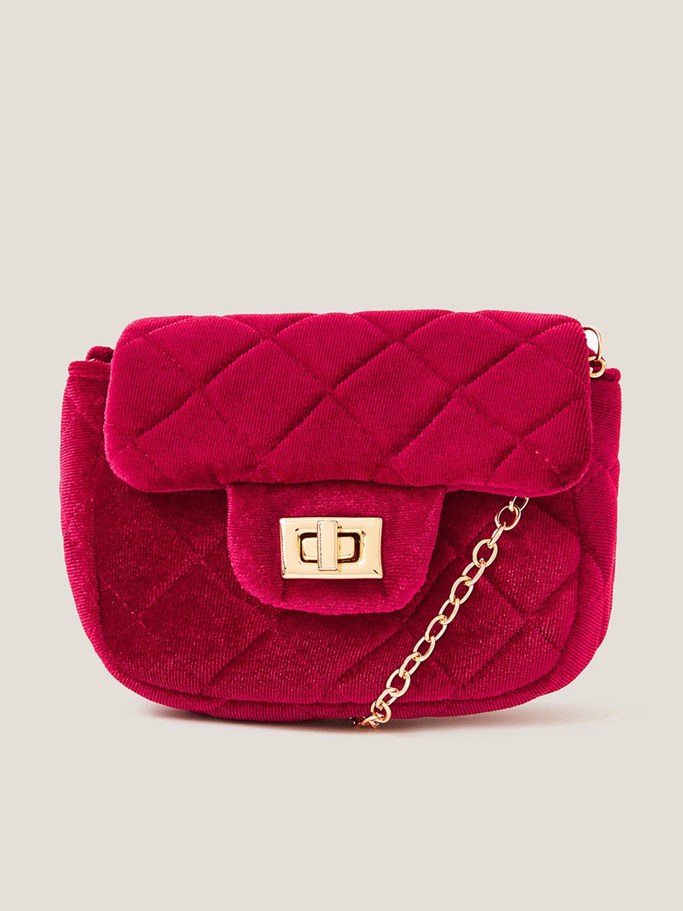 Monsoon Girls Velvet Quilted Mini Bag - Red