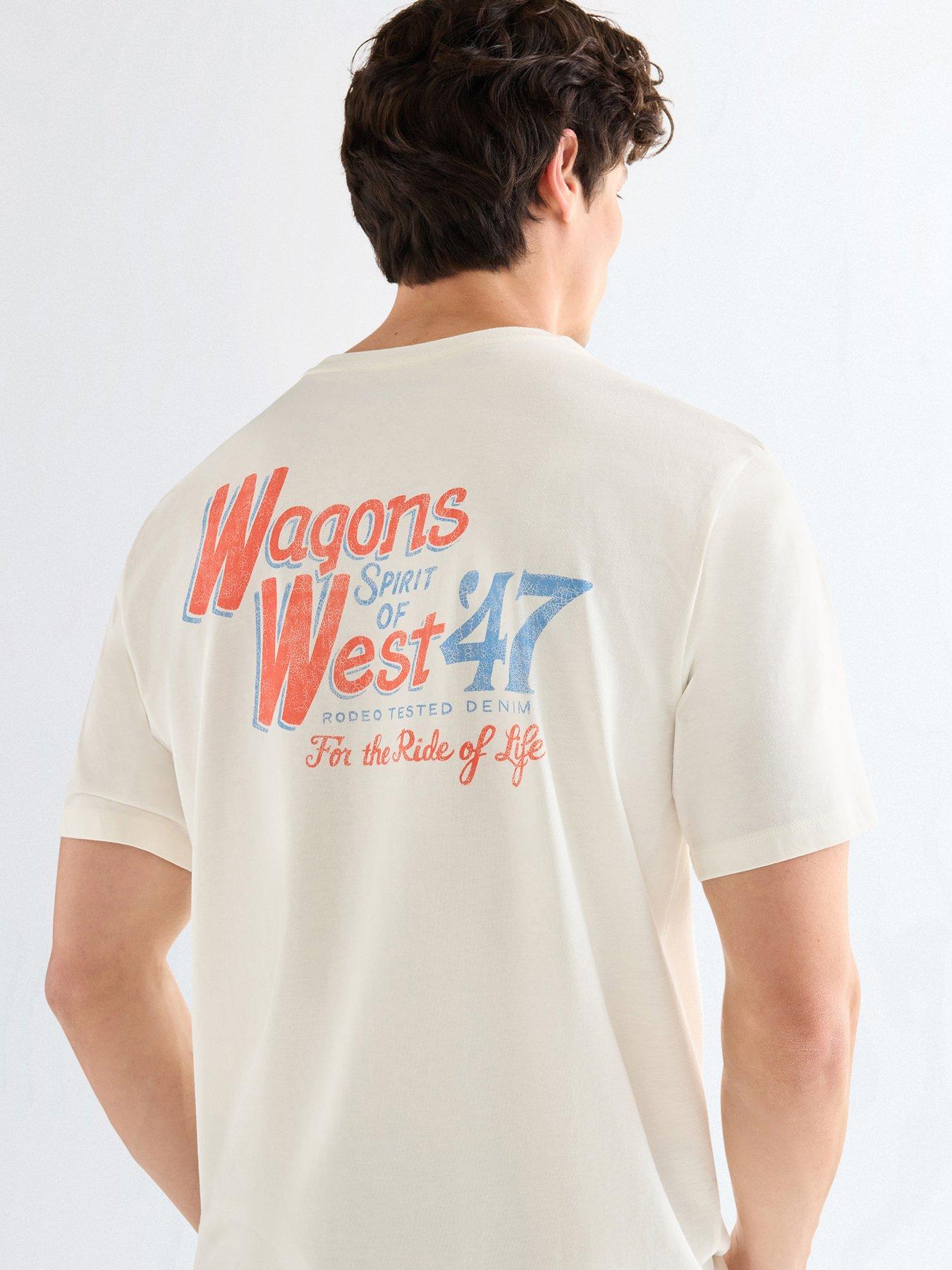 Image 1 of 6 of Wrangler Western Back Graphic T-Shirt - Off White