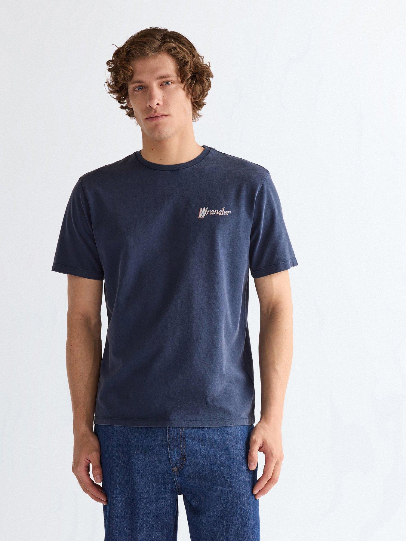 Wrangler Western Back Graphic T-Shirt, Navy, Size M, Men