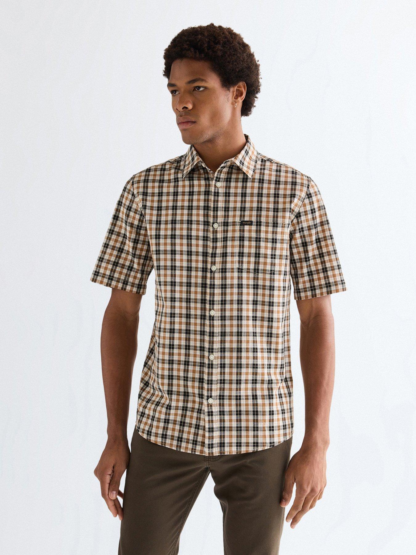 Wrangler Check Short Sleeve Shirt, Red, Size 2Xl, Men