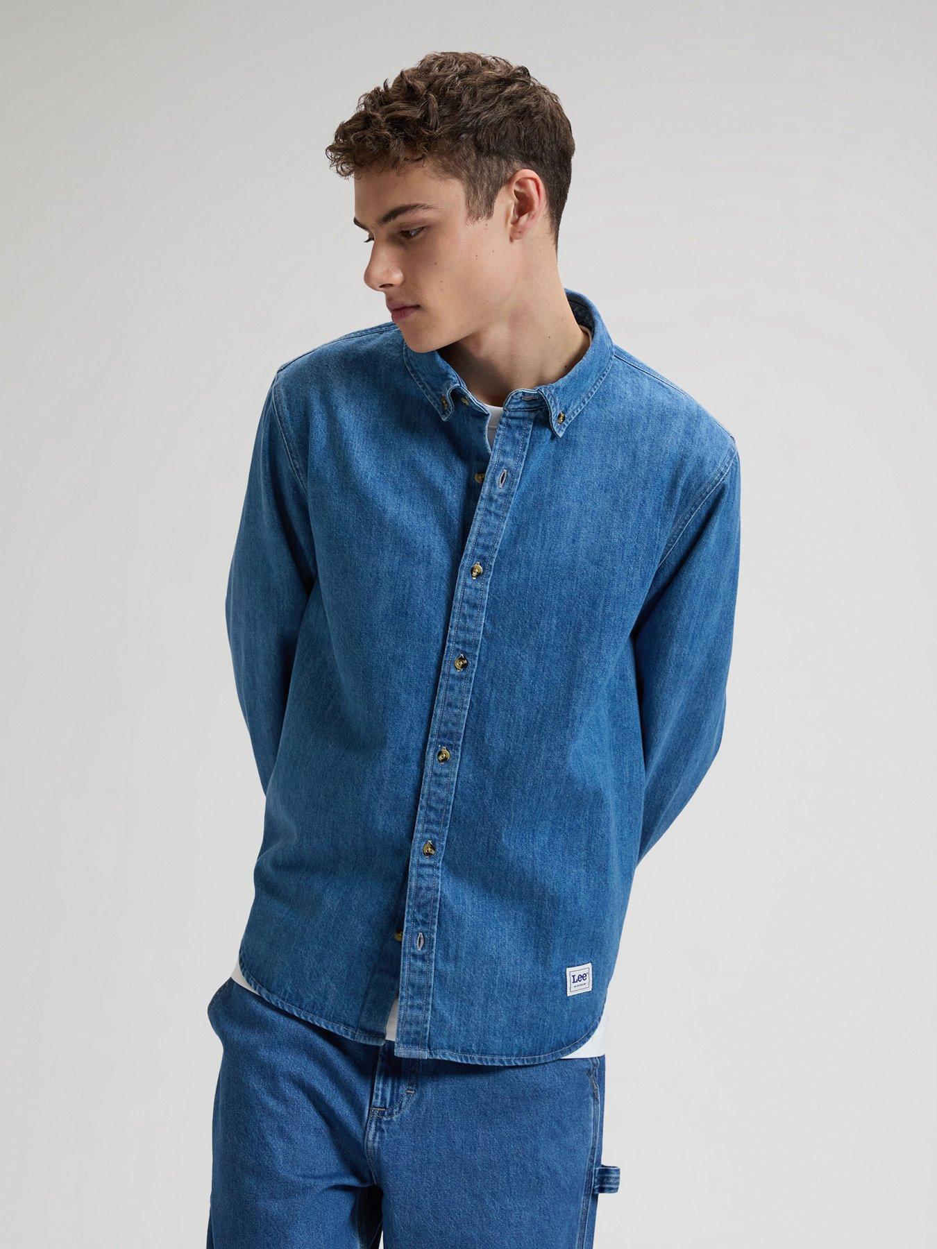 Lee Buttton Down Relaxed Denim Shirt, Blue, Size 2Xl, Men