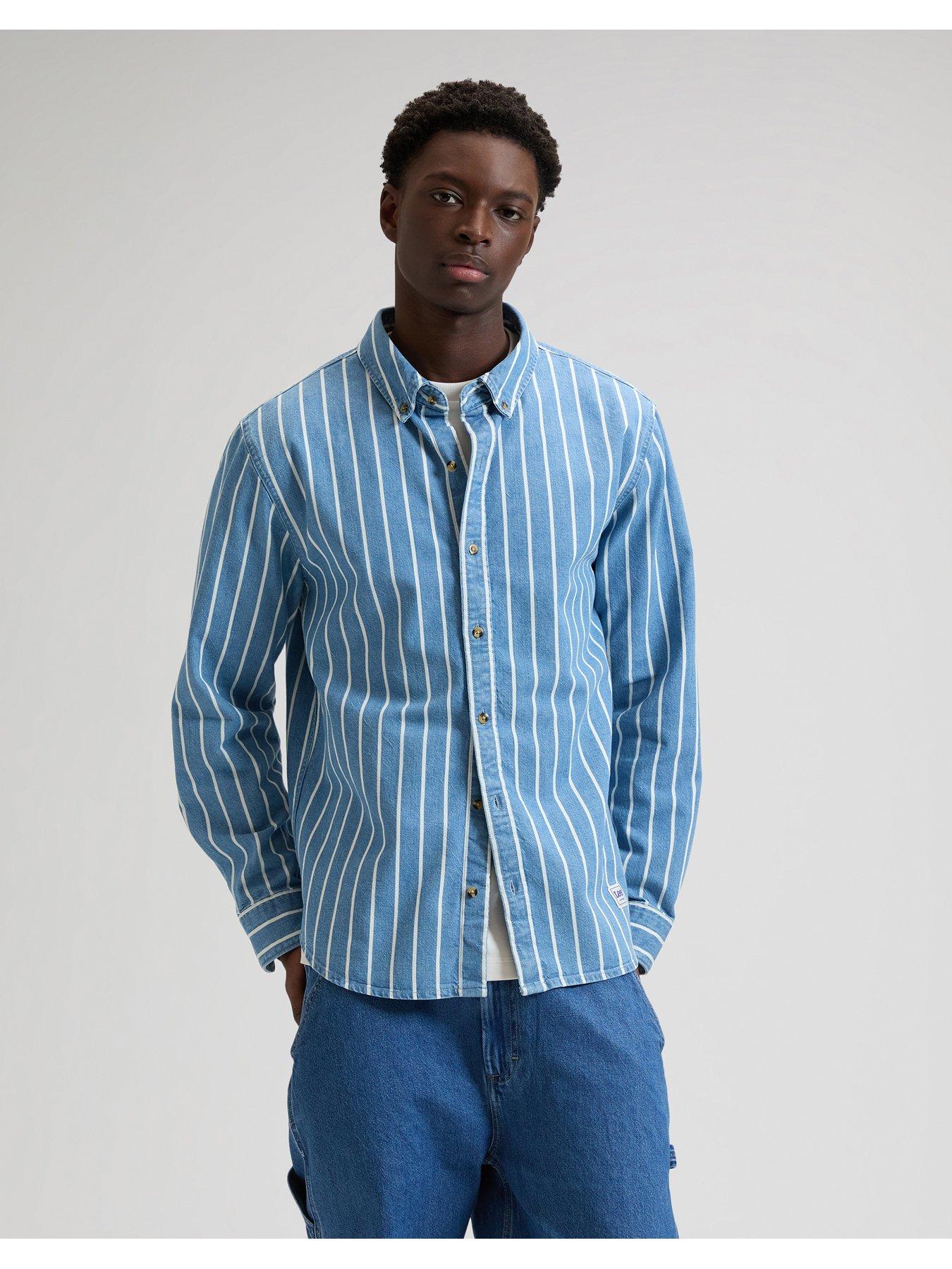 Lee Buttton Down Stripe Relaxed Shirt - Blue