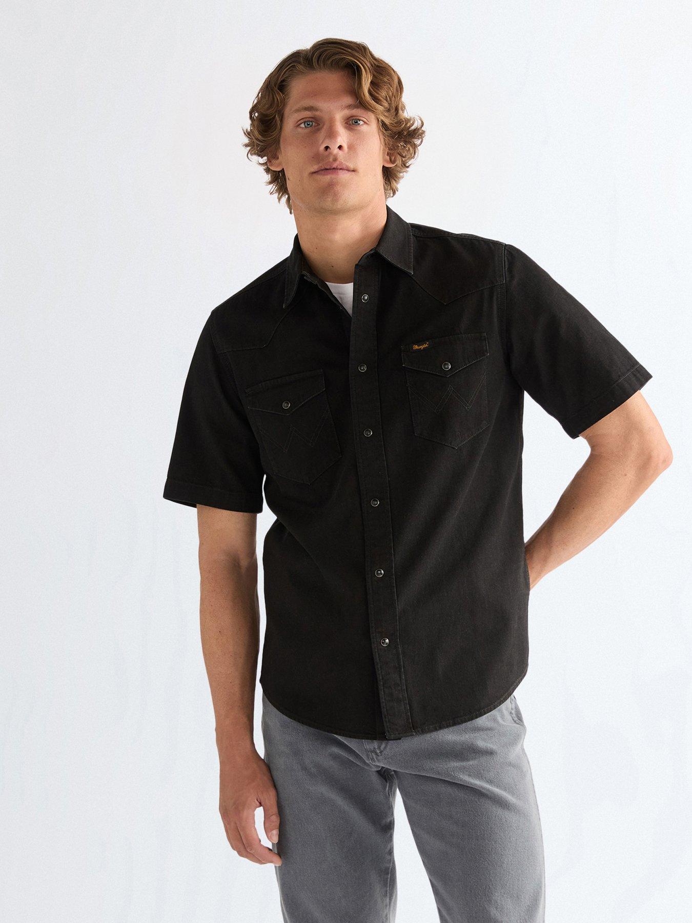 Wrangler Western Denim Short Sleeve Shirt - Black