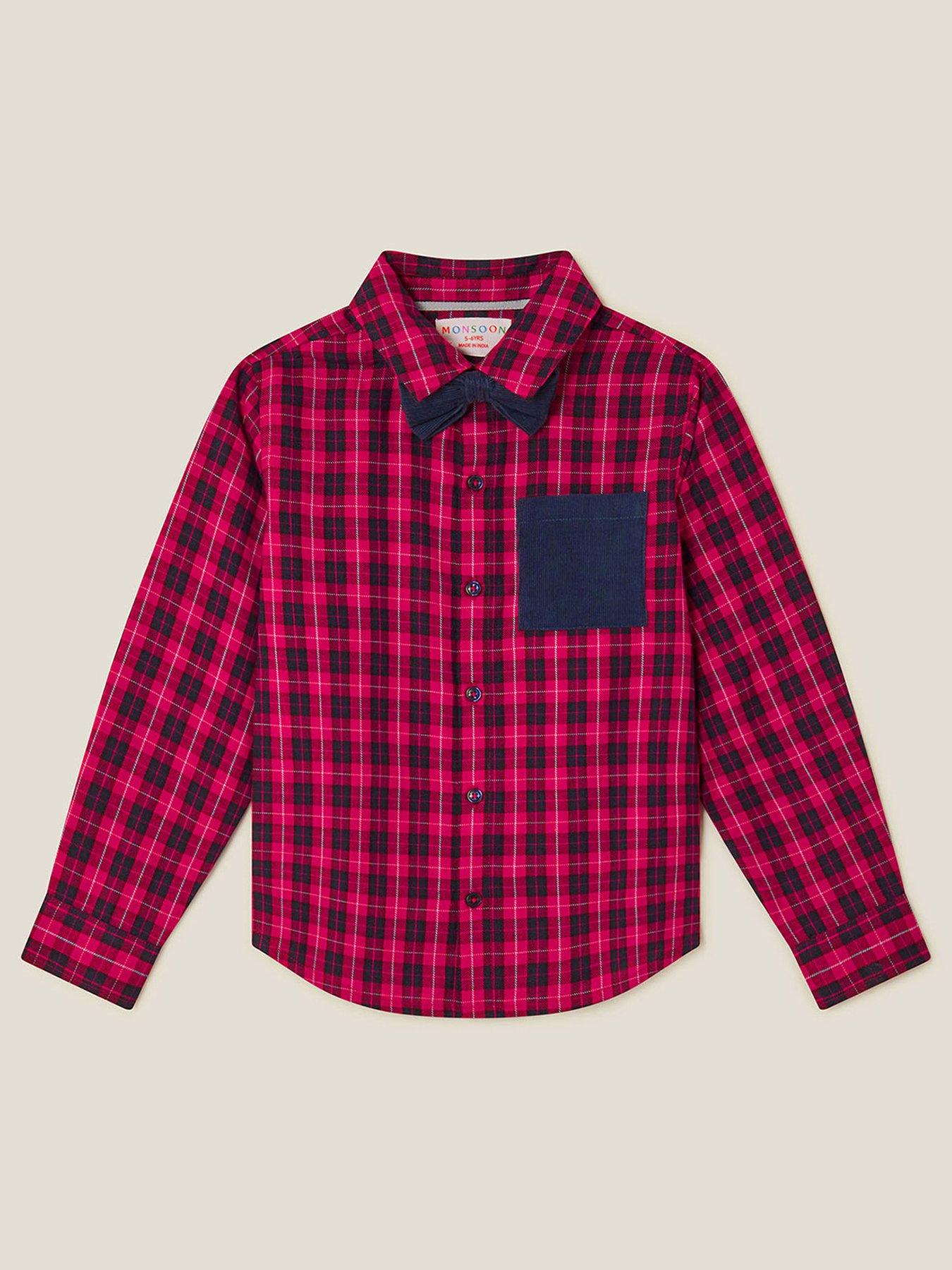 Monsoon Boys Tartan Shirt With Bow Tie - Red