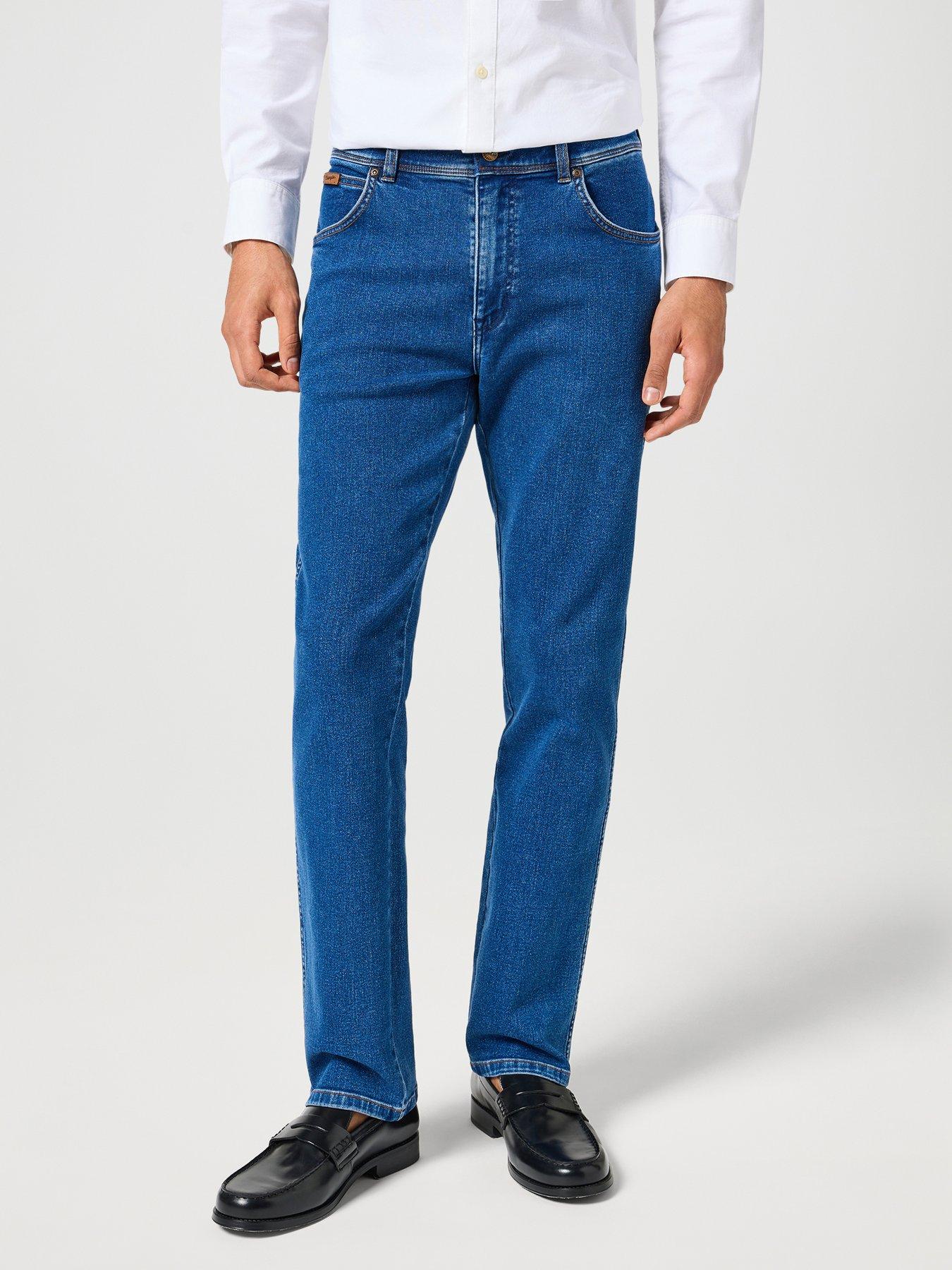 Image 1 of 6 of Wrangler Texas Stretch Straight Jeans - Dark Blue
