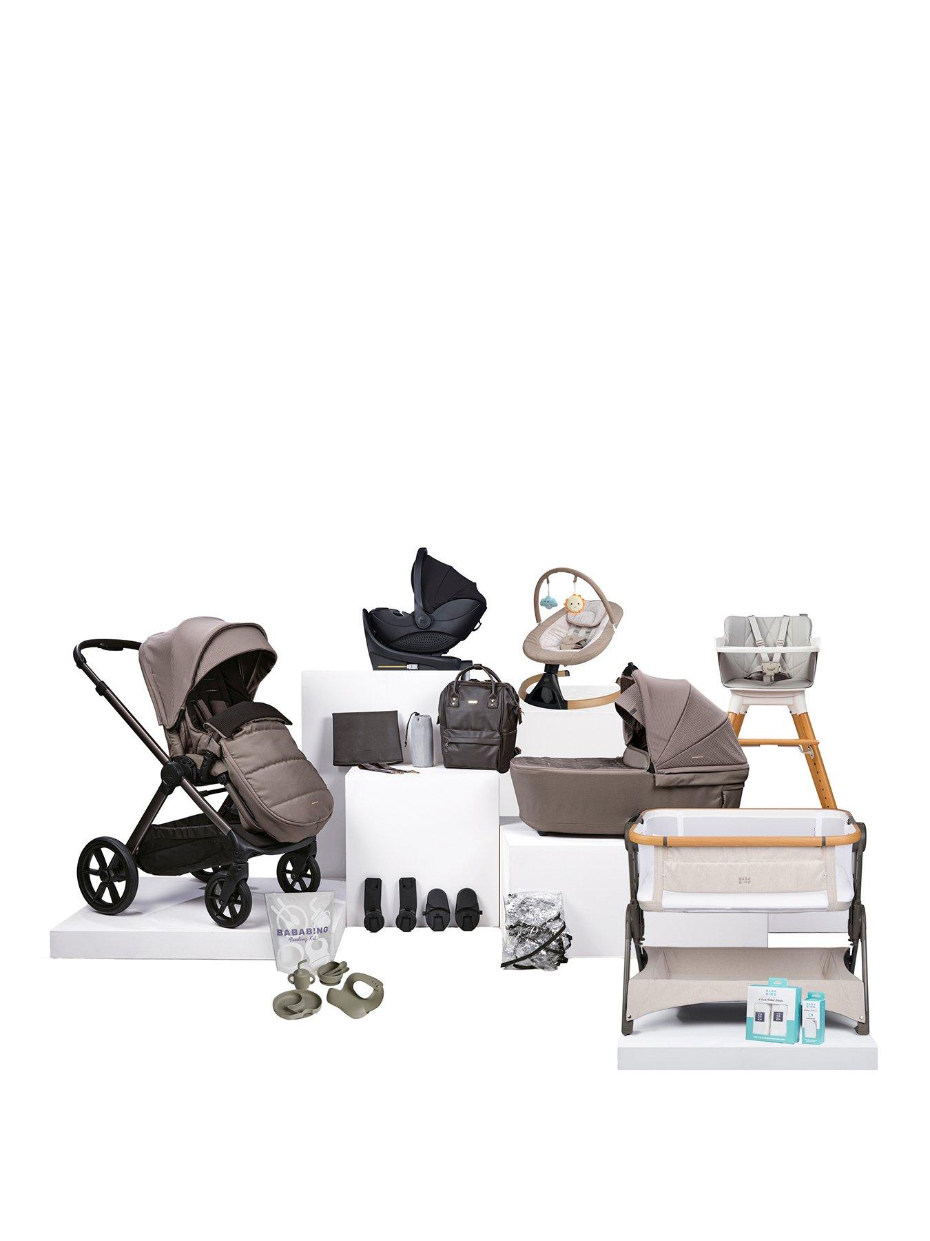BabaBing! 18 Piece Raffi MKII Travel, Home  &  Feeding Bundle with Spin Car Seat  &  Isofix base - Mink