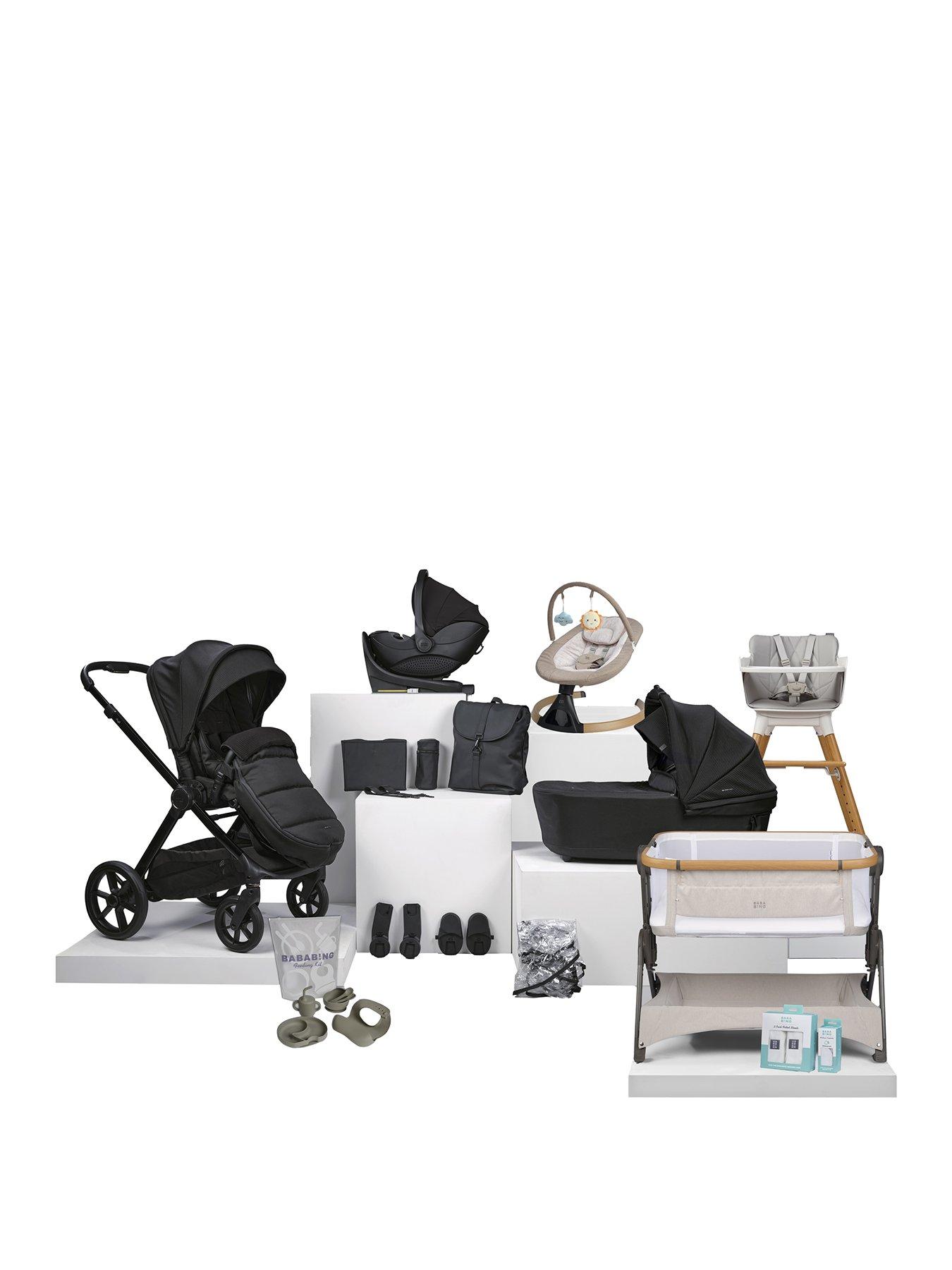 BabaBing! 18 Piece Raffi MKII Travel, Home  &  Feeding Bundle with Spin Car Seat  &  Isofix base - Satin Black