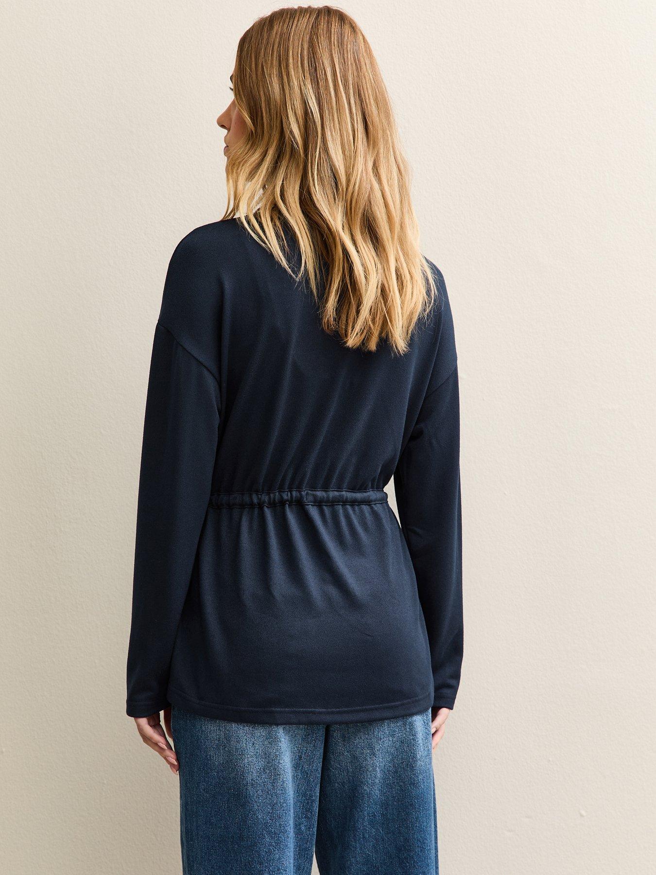 Image 2 of 5 of New Look Navy Soft Touch Tie Waist Top
