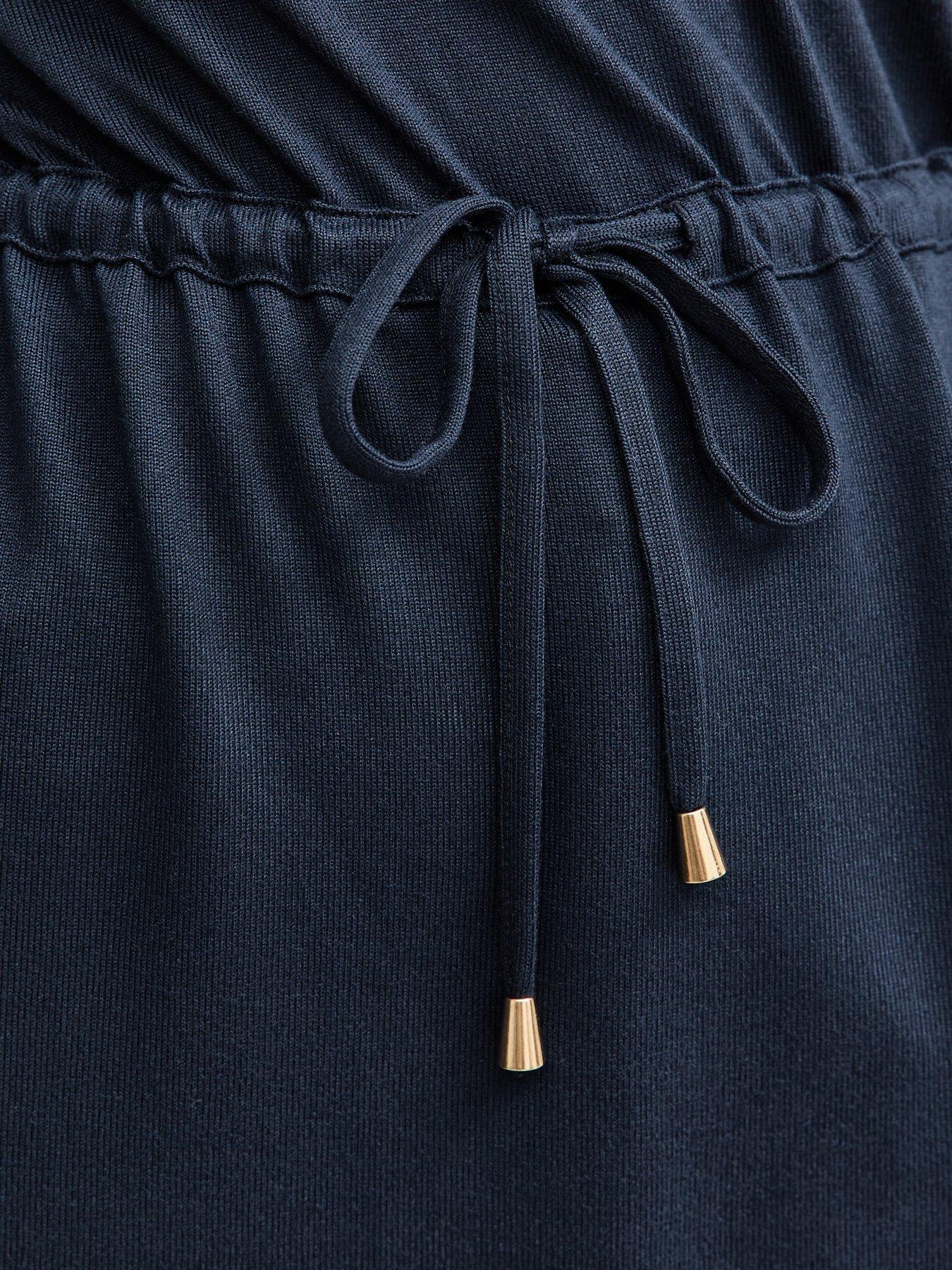 Image 5 of 5 of New Look Navy Soft Touch Tie Waist Top