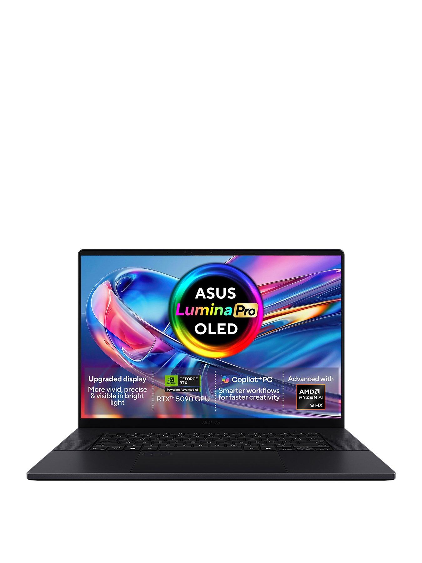 Image 1 of 7 of Asus ProArt P16 Copilot+ PC Laptop&nbsp;- 16in 4K OLED Touchscreen, AMD Ryzen AI 9,&nbsp;GeForce RTX 5090,&nbsp;64GB RAM, 4TB SSD - Black