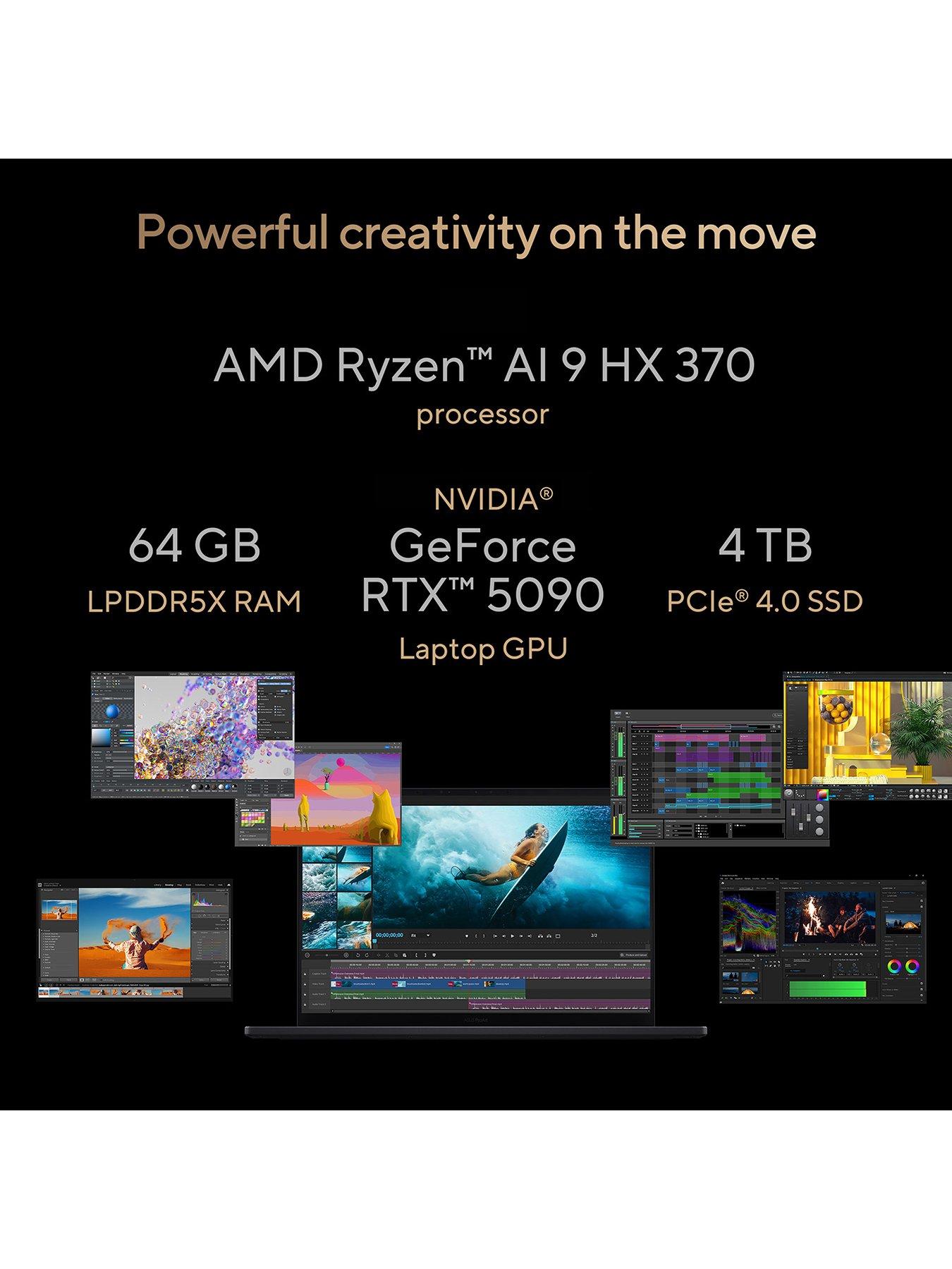 Image 7 of 7 of Asus ProArt P16 Copilot+ PC Laptop&nbsp;- 16in 4K OLED Touchscreen, AMD Ryzen AI 9,&nbsp;GeForce RTX 5090,&nbsp;64GB RAM, 4TB SSD - Black